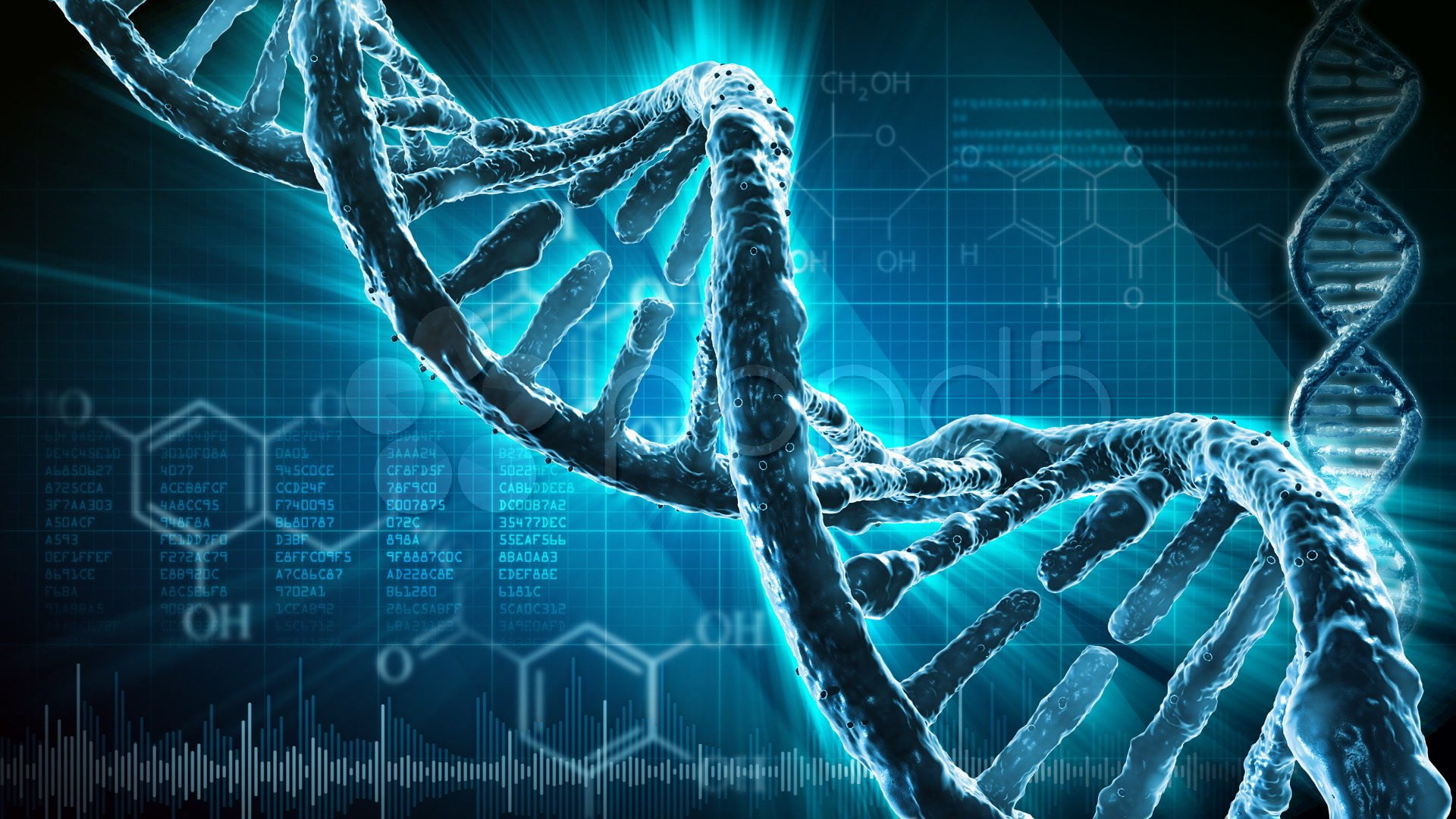 blue DNA illustration 3 d abstraction genetic molecule pattern 2k