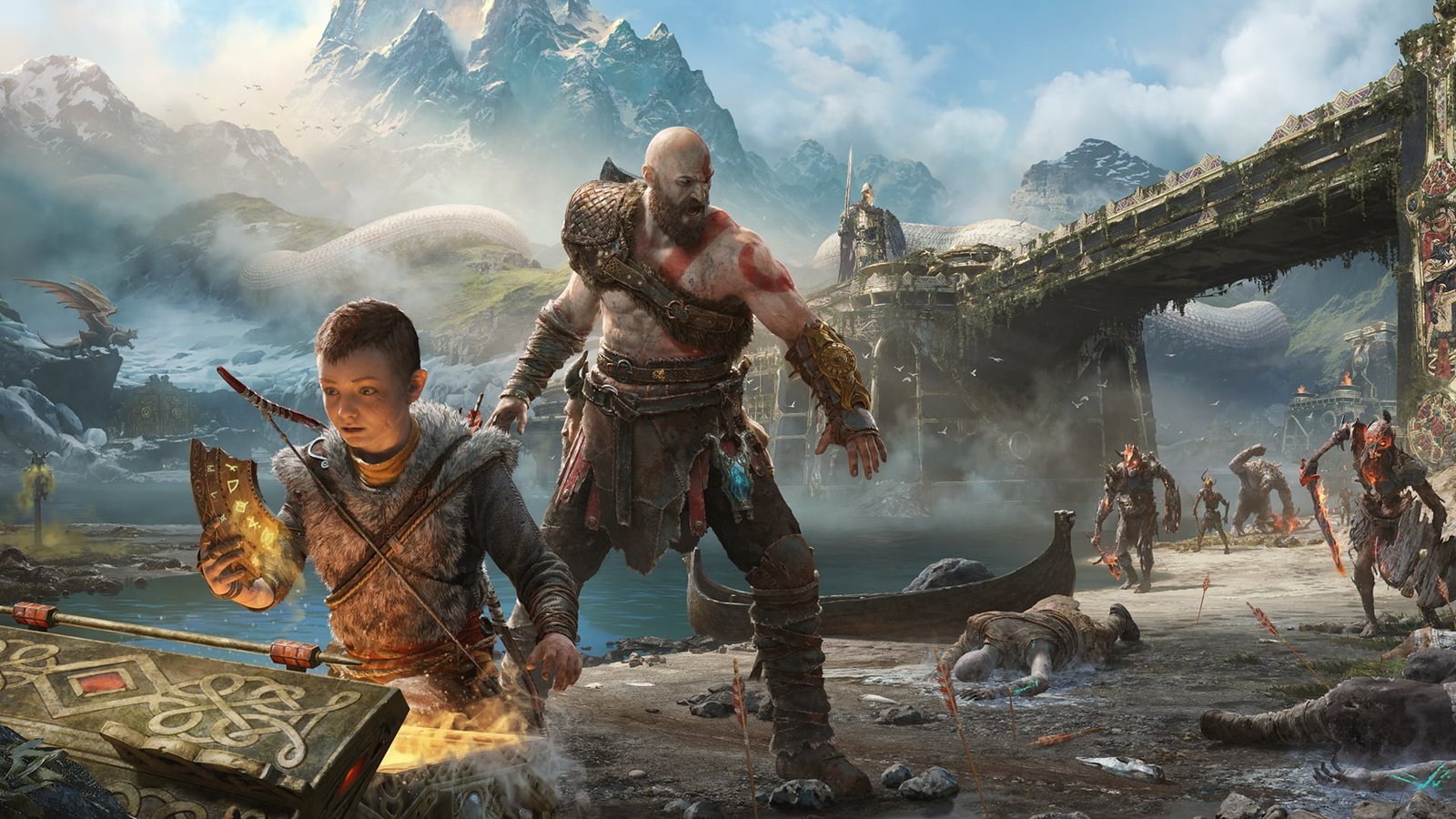 God of War digital wallpaper Kratos video games 2k