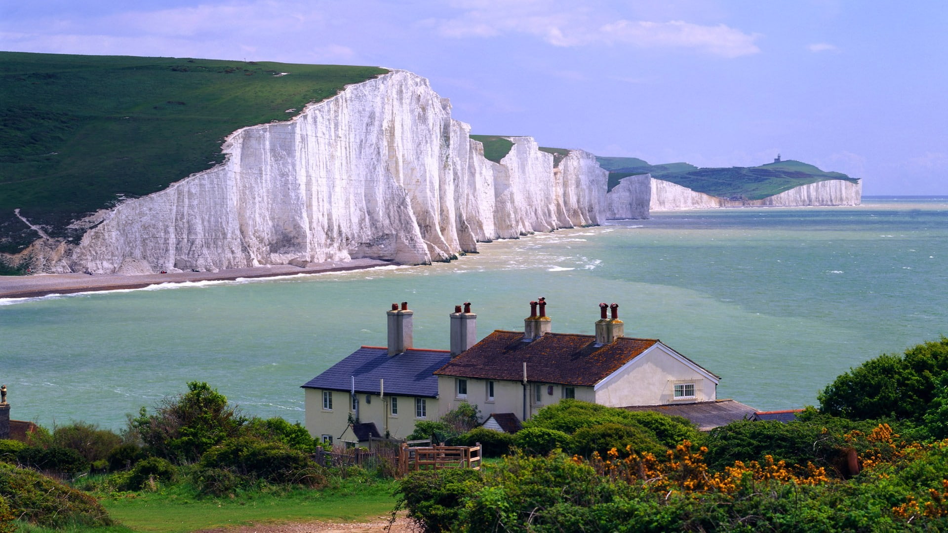 nature landscape cliff England Seven Sisters coast sea 2k