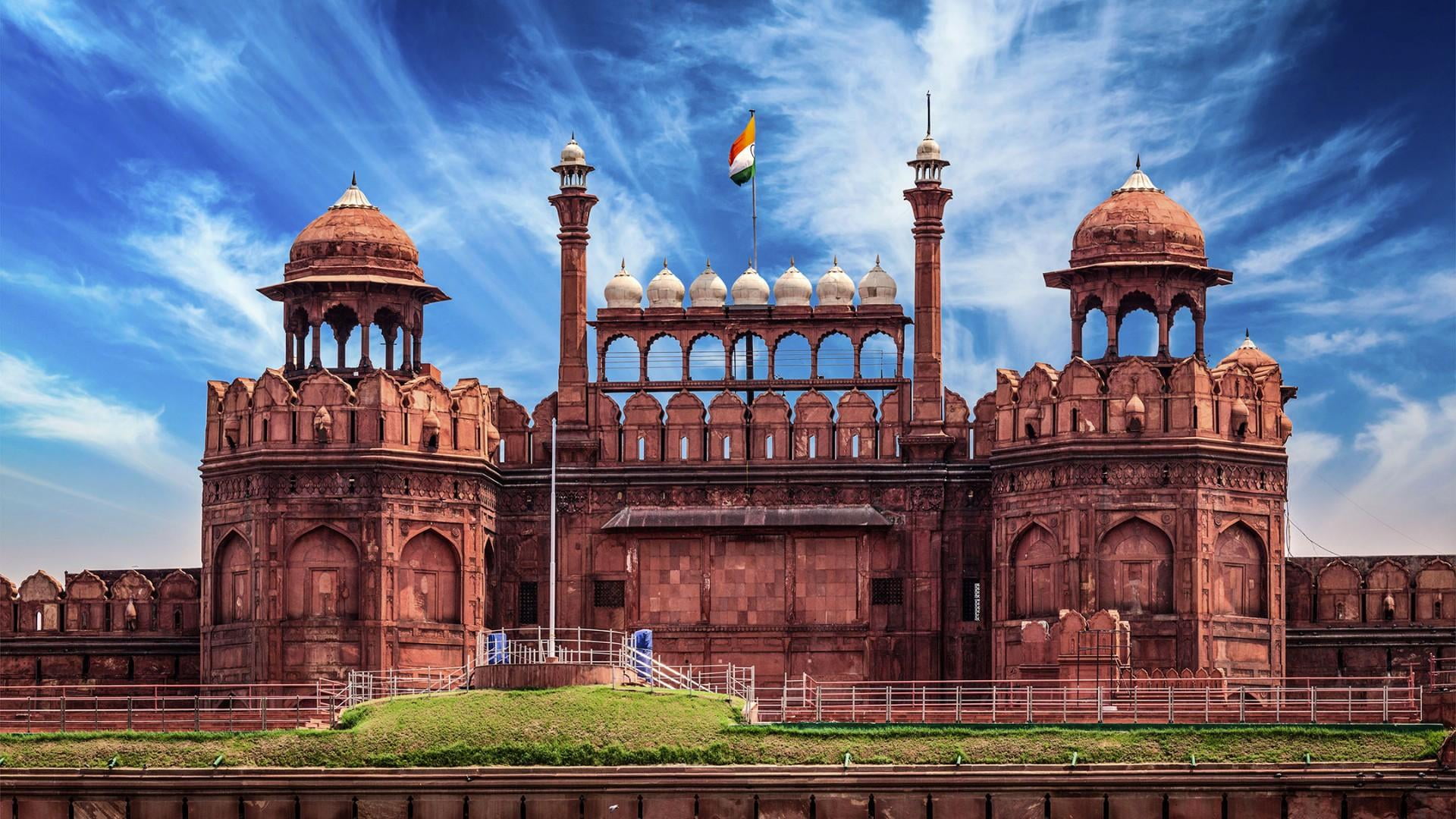 newdelhi redfort landmark sky historical tourist attraction 2k