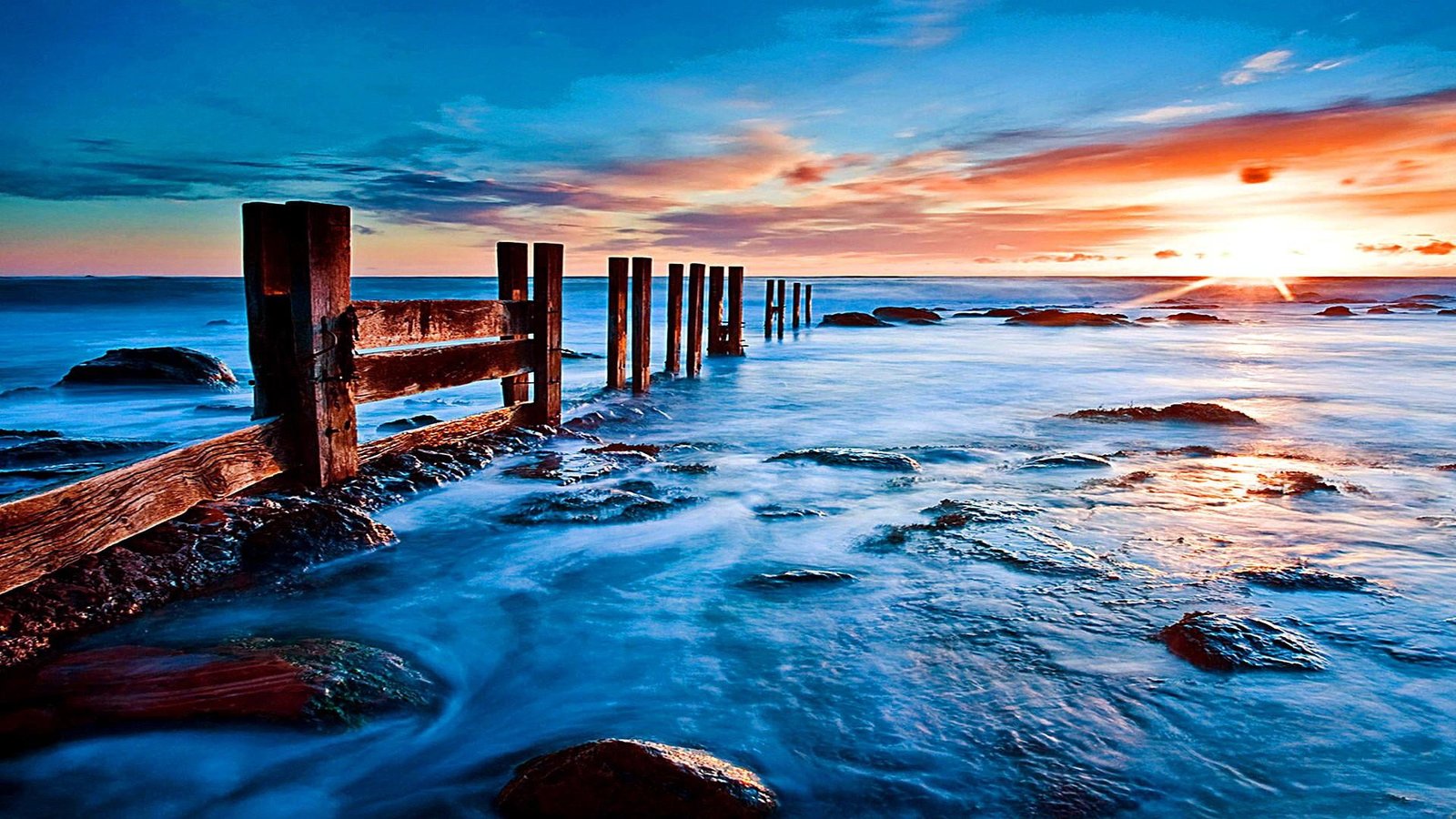 sea ocean horizon shore water sky wave sunset coast 2k