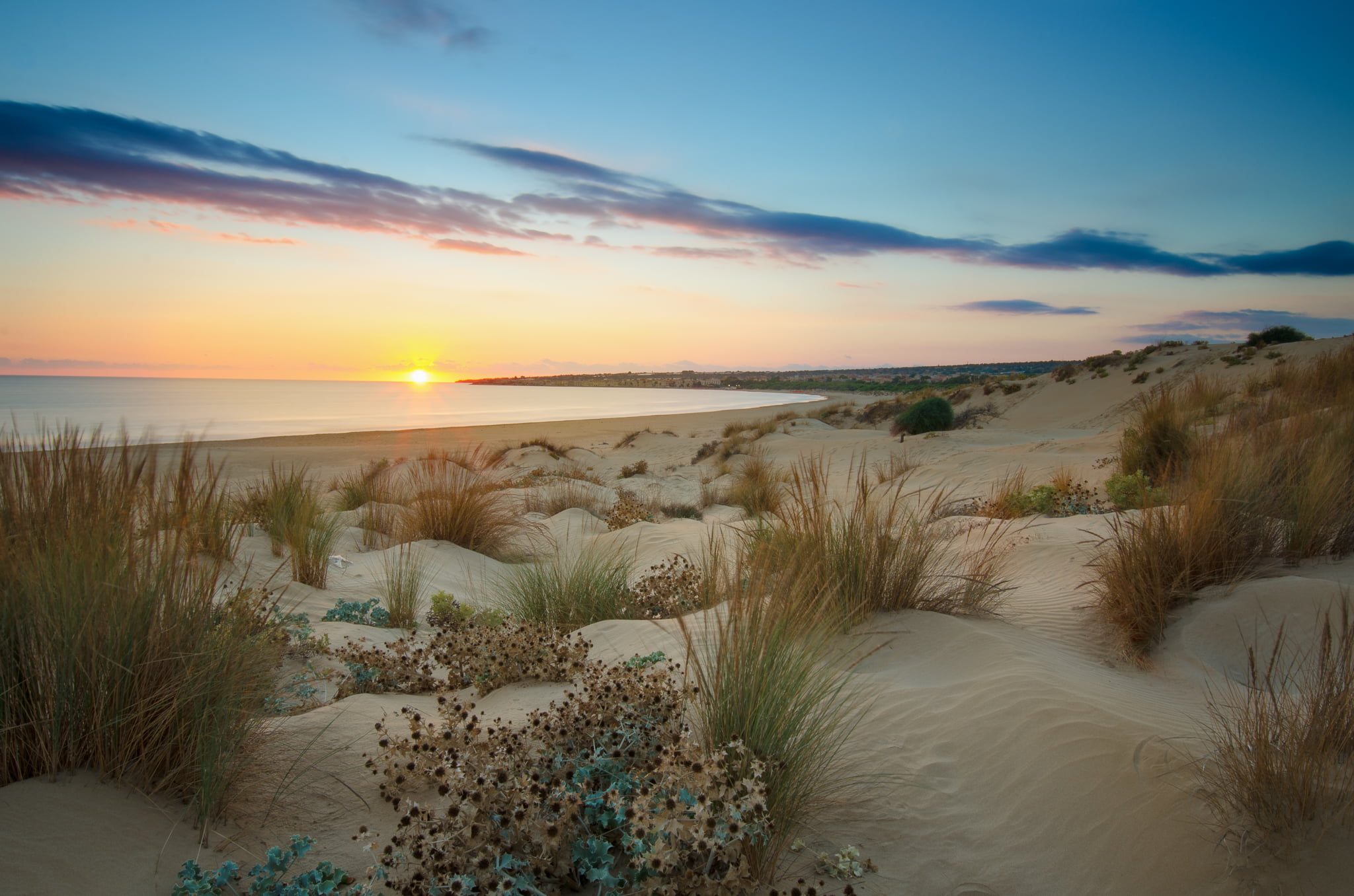 sunset view near beach wave Sampieri Coast Country Dune Sand 2k
