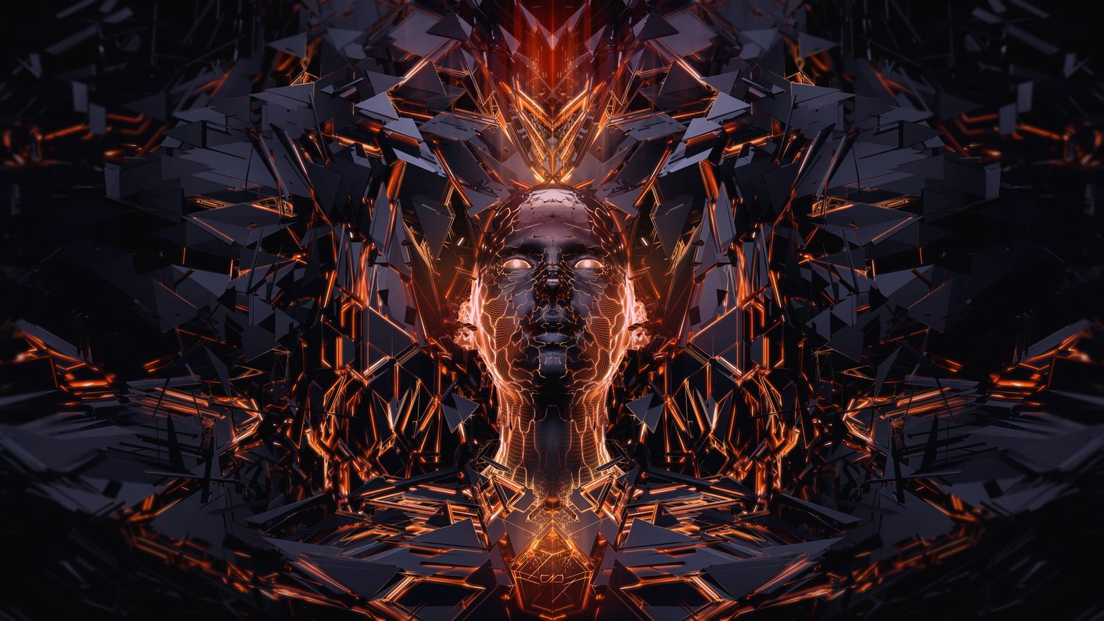 human formed graphics abstract digital art front view 2k