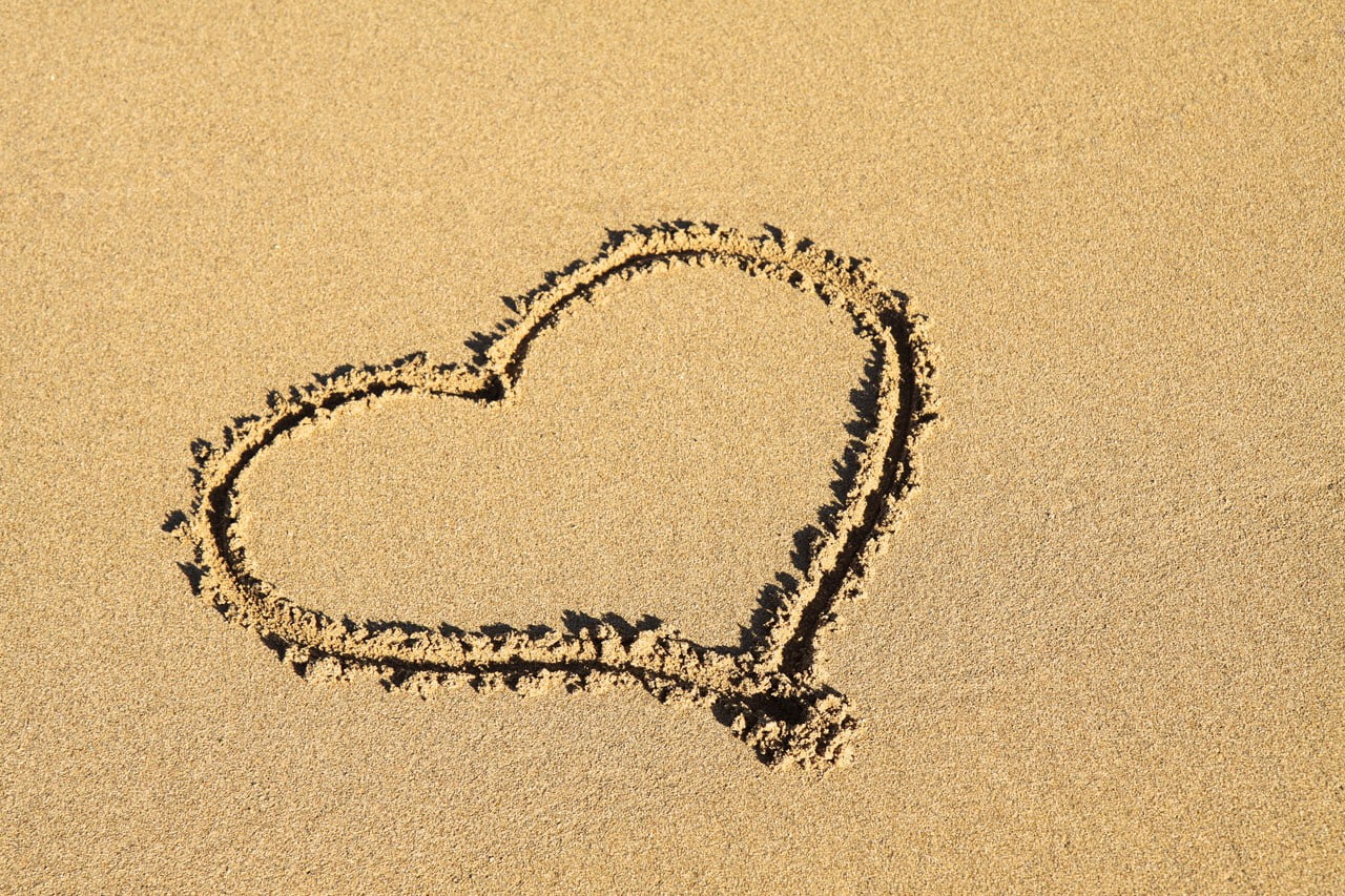 beach coast heart love romance romantic sand sea shapes