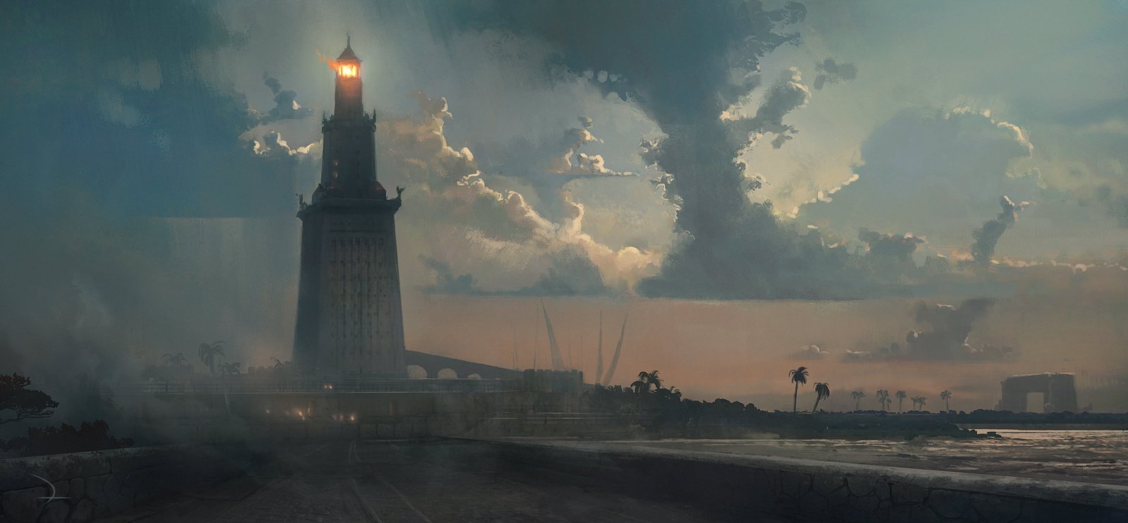 beige tower with light on top digital Assassin's Creed Origins 2k