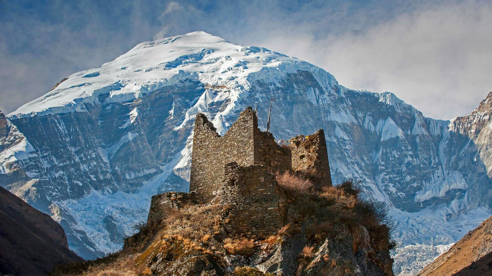 bhutan dzong ruin ruined ancient chomolhari jomolhari base camp 2k