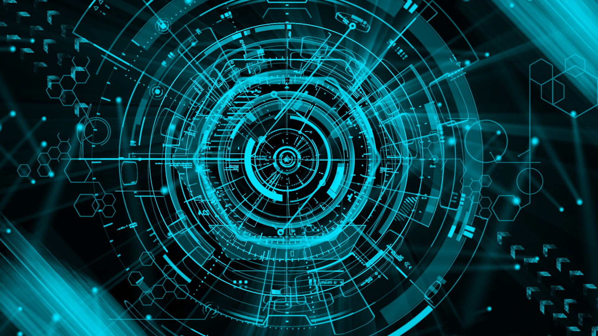 black and green desk fan futuristic tech geometry cyan technology 2k