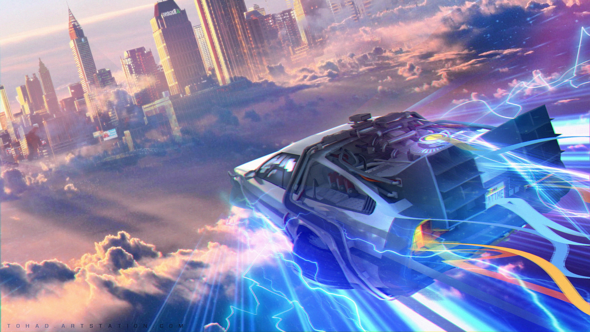 car illustration The Time Machine Back to the Future DMC DeLorean 2k