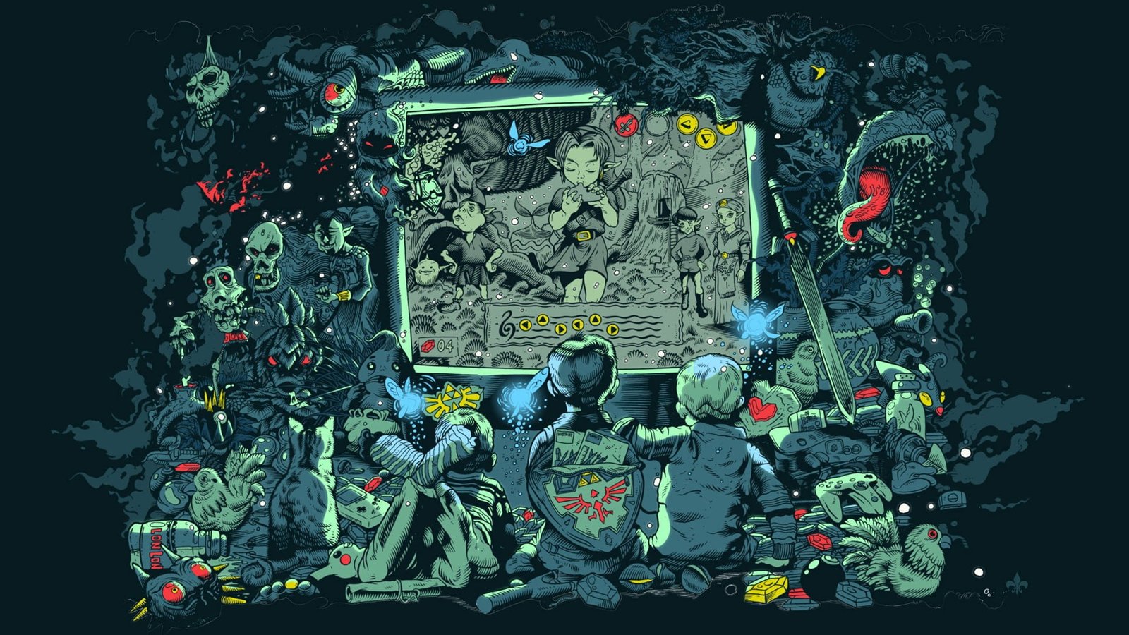 comic strip digital wallpaper The Legend of Zelda Link Princess 2k
