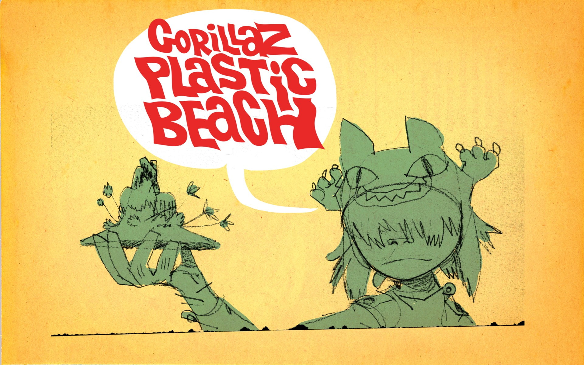 Gorillaz Jamie Hewlett Noodle Plastic Beach art and craft 2k
