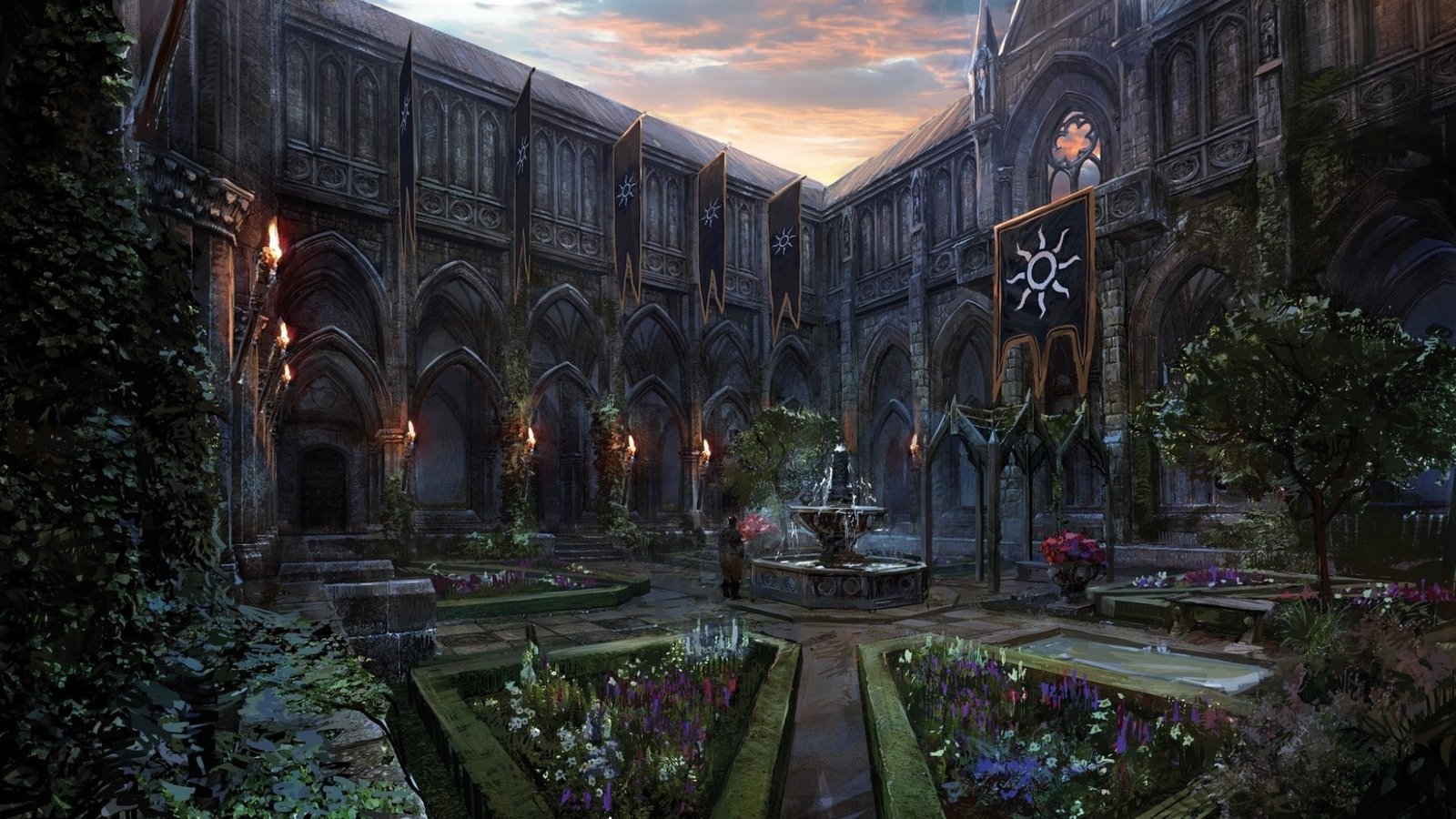 Video Games The Witcher 3 Wild Hunt Concept Art Flowers Buildings Torch Trees 2k