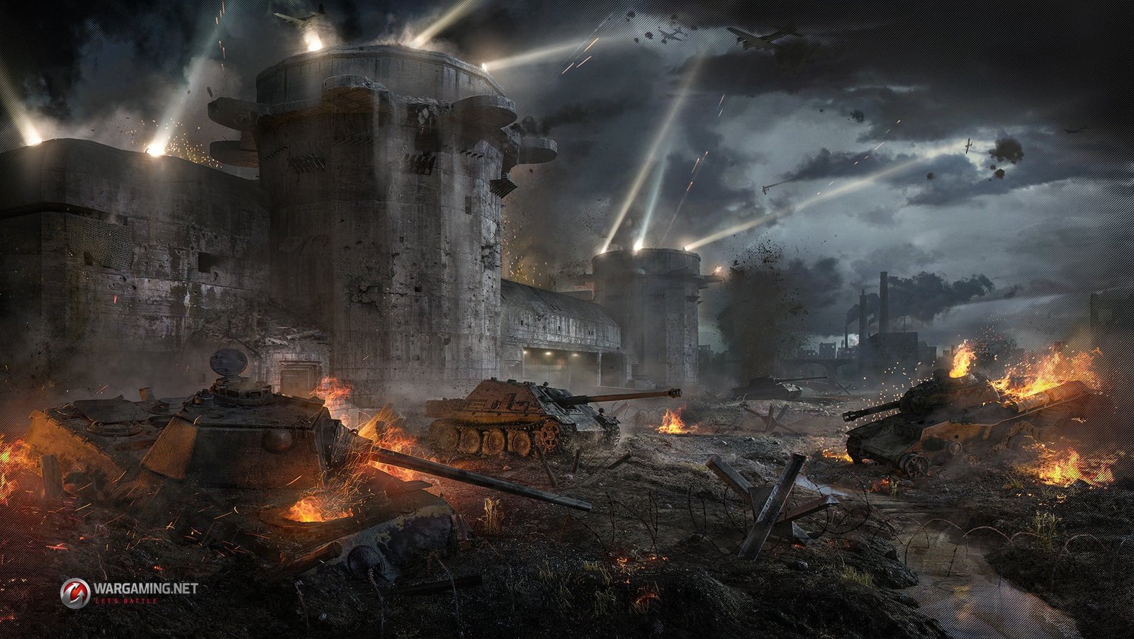War Gaming wallpaper World of Tanks II burning smoke physical structure 2k