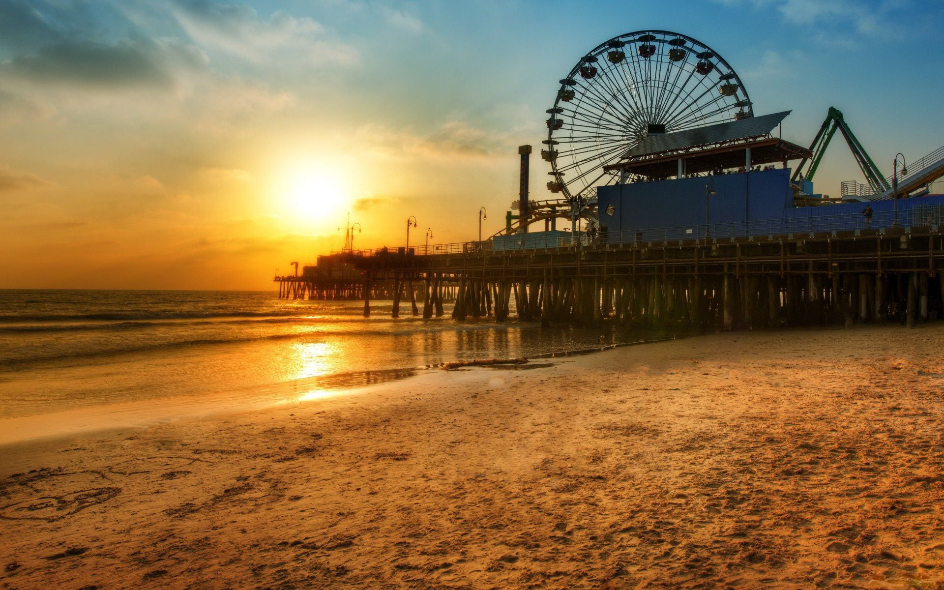 Brighton Pier England beach sunset wheel Ferris Los Angeles 2k