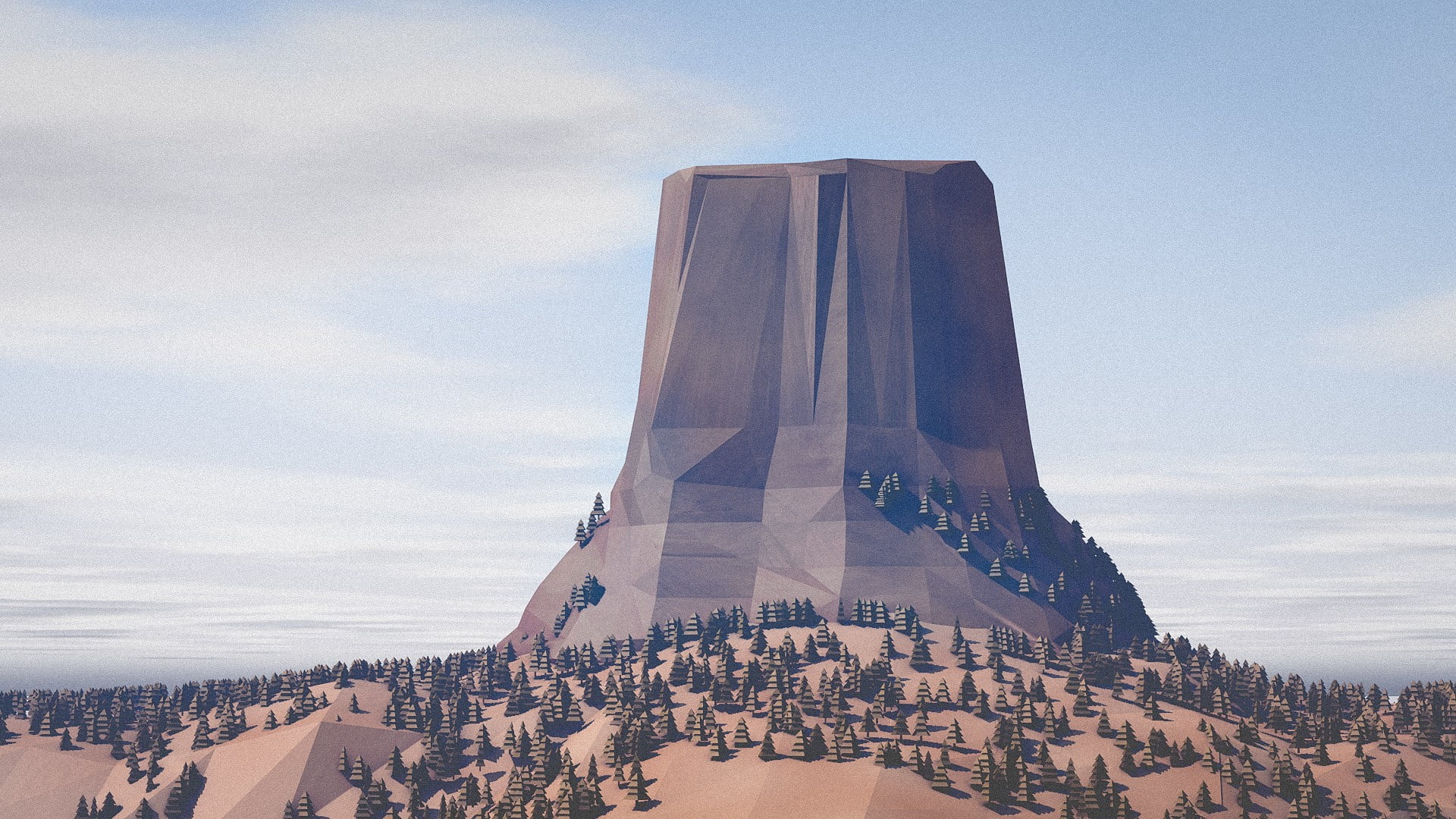 mountains and trees digital wallpaper low poly art 2k
