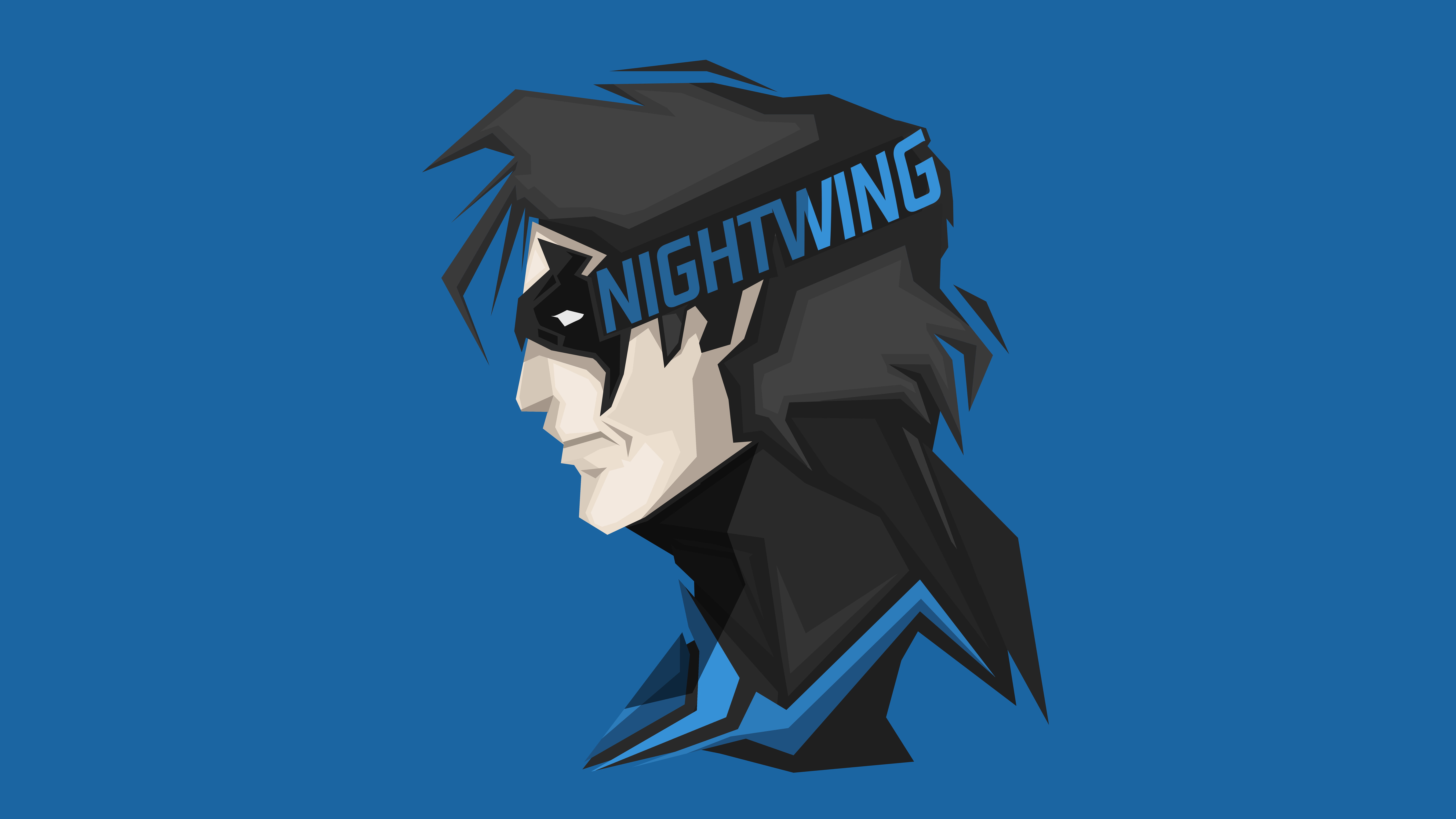 Nightwing Superhero DC Comics Headshot Blue Minimal 2k 4k 5k 8k