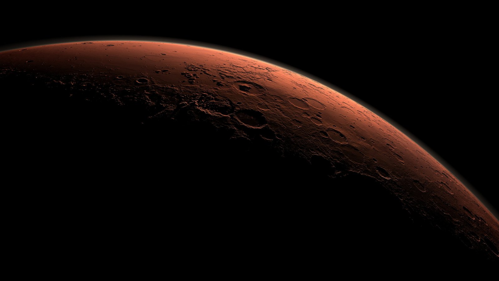 space planet Mars crater nature sky astronomy 2k 4k