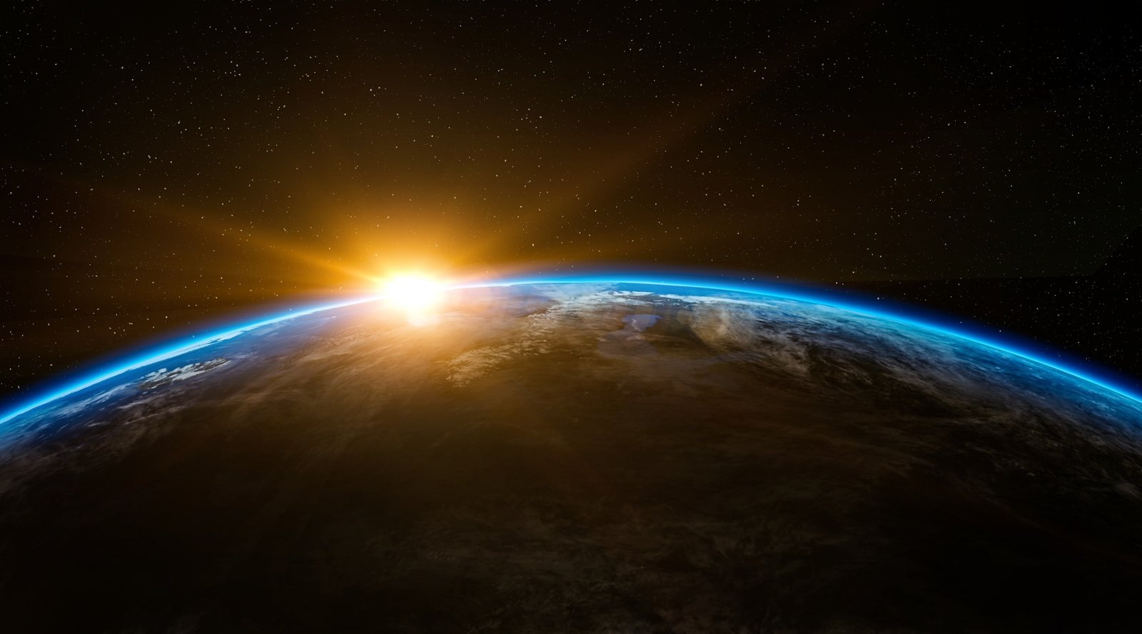 Earth Sunrise from Space planet earth Above Black Sunshine 2k 4k