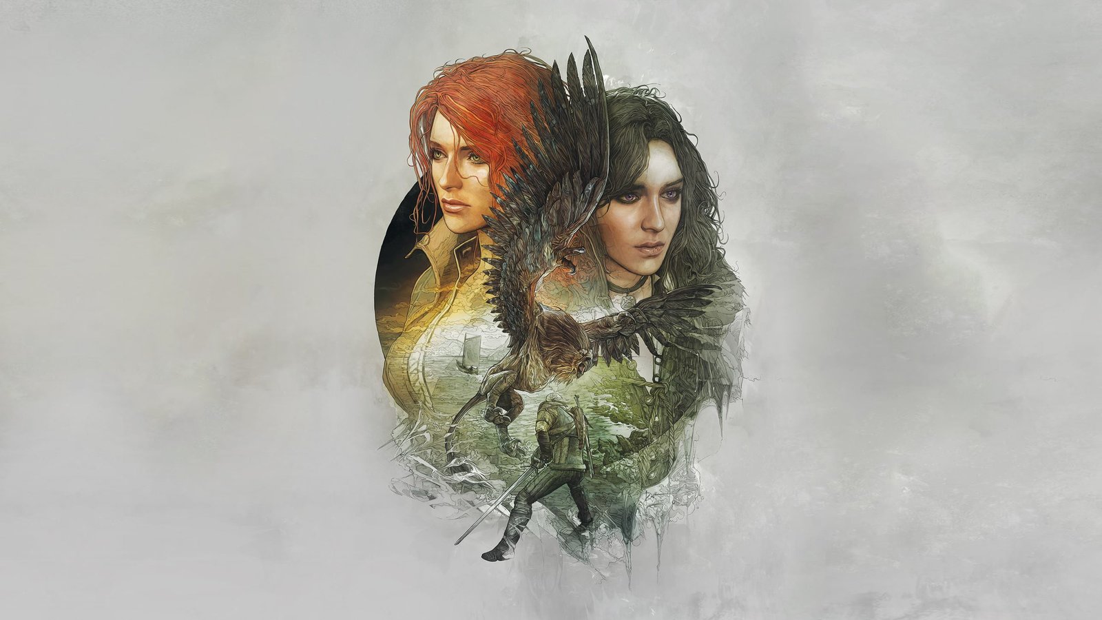 Geralt of Rivia Triss Merigold Yennefer Vengerberg The Witcher 3 Wild Hunt 2k