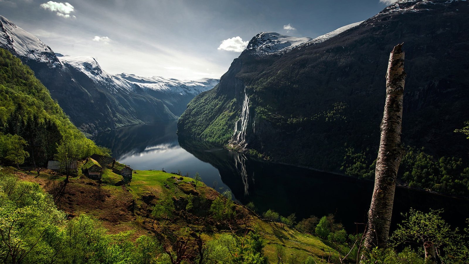 mountains and body of water landscape nature fjord trees 2k