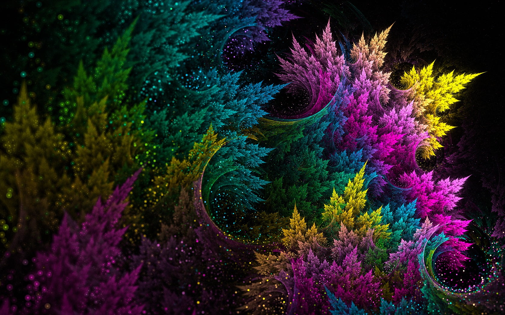 multicolored tree painting colorful fractal abstract multi colored 2k