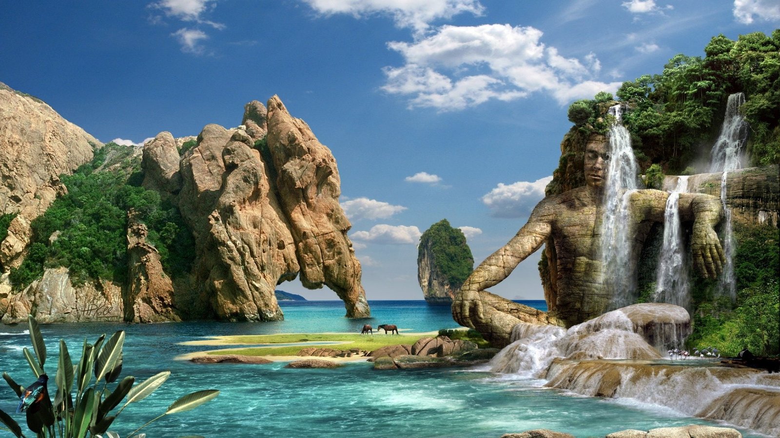 fantasy landscape sky travel water summer tourism mountain 2k