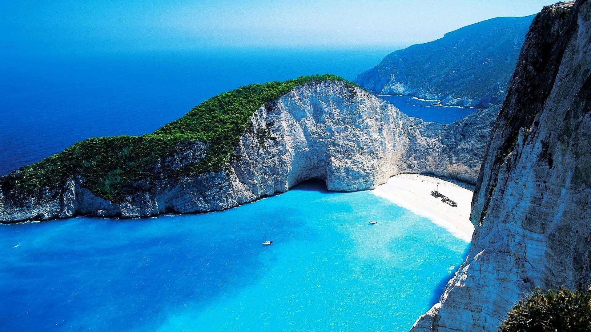 Navagio Beach Greece water sea scenics nature beauty in 2k