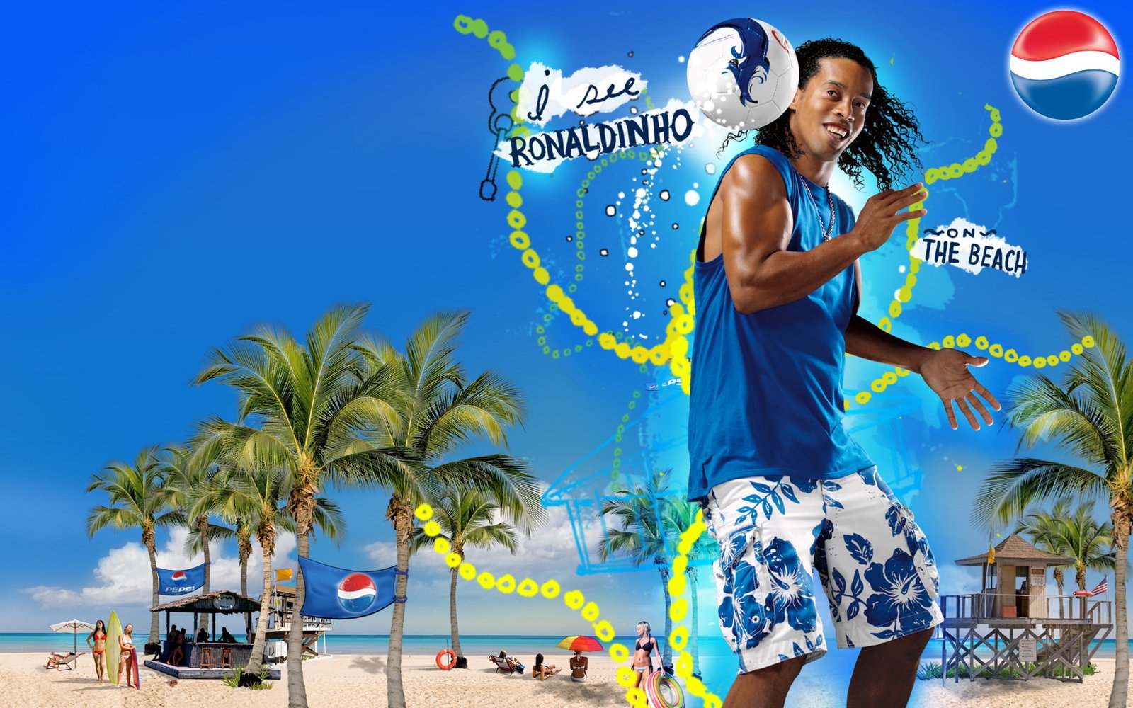 men's blue tank top illustration Beach The ball Summer Football 2k