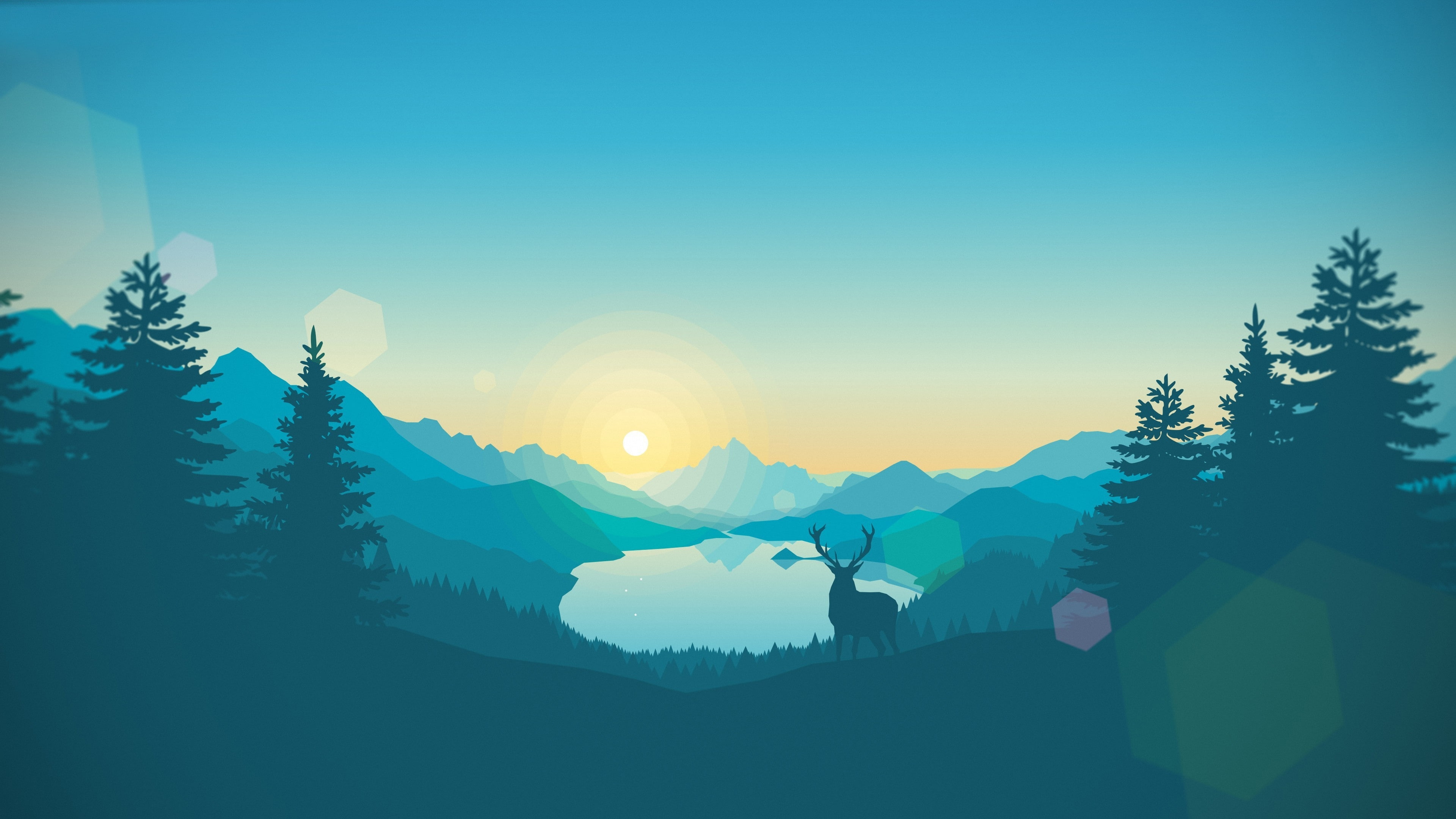 deer between pine trees wallpaper firewatch forest night Games 2k 4k