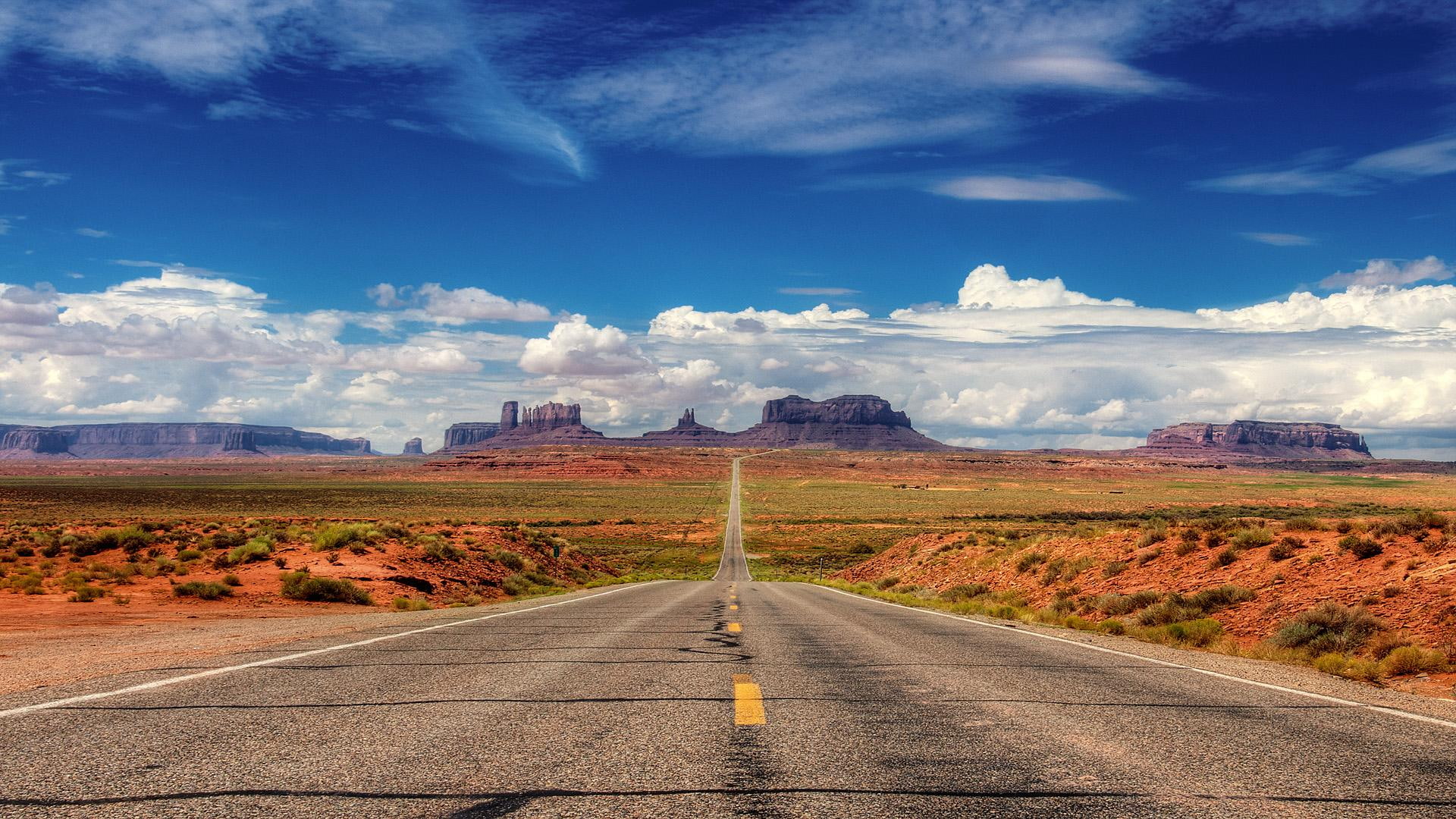 Straight Highway In The Desert death valley national park clouds 2k