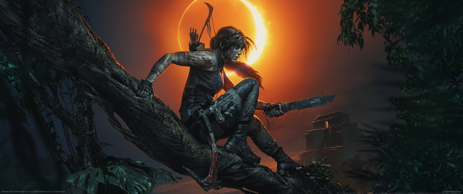woman on tree branch wallpaper video games ultrawide ultra wide 2k