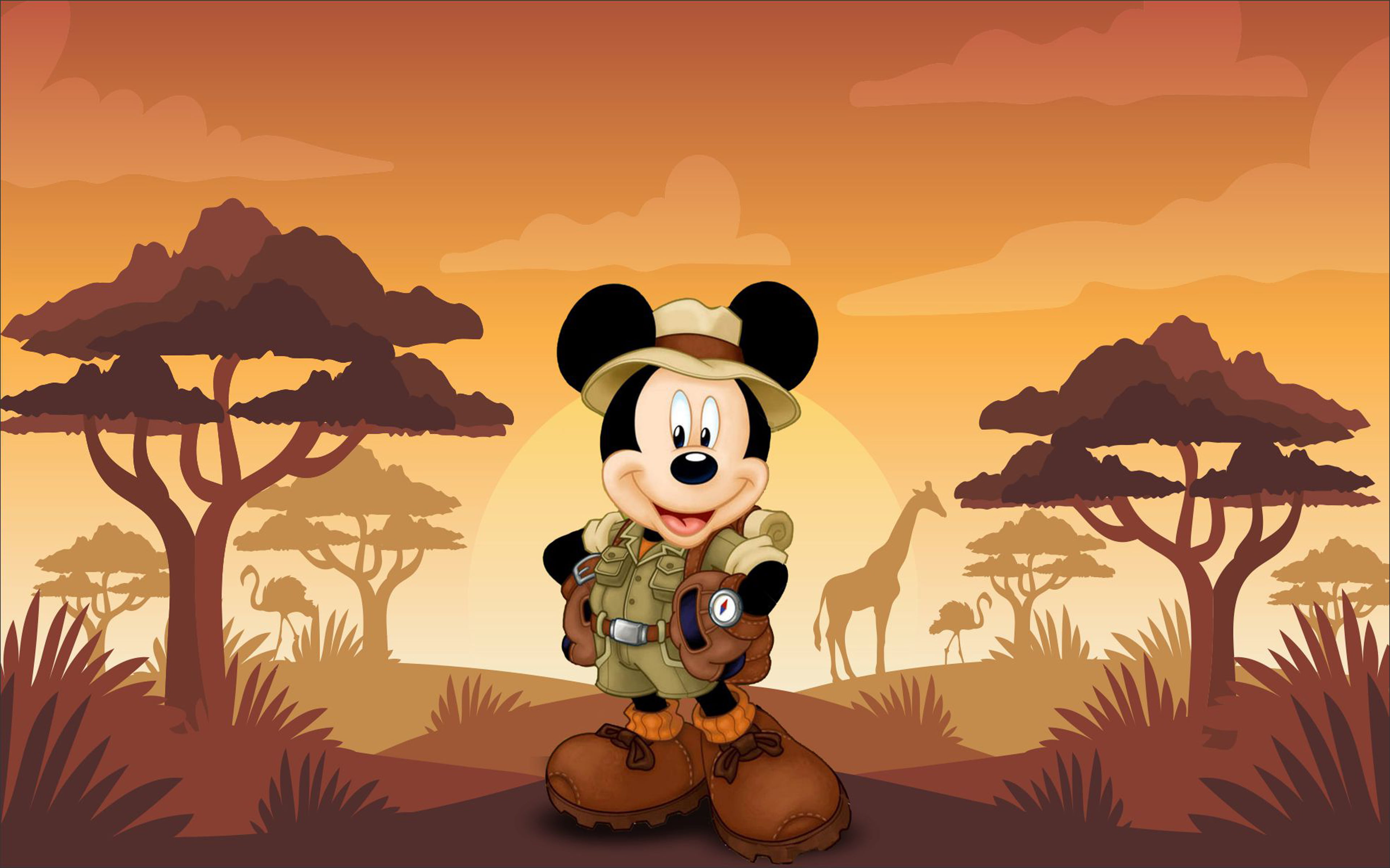 Mickey Mouse Cartoon Safari Sunset Hd Wallpaper representation 2k 4k