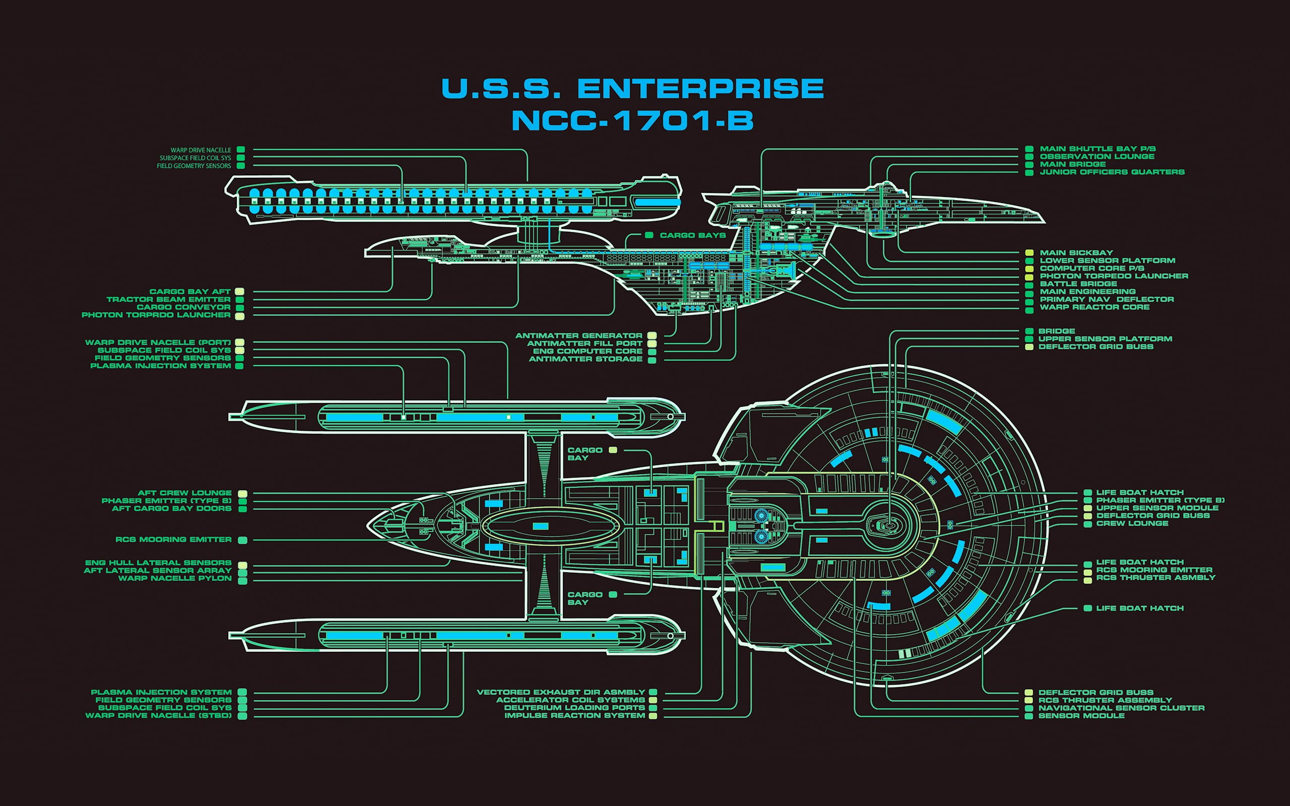 Star Trek USS Enterprise spaceship schematic technology 2k