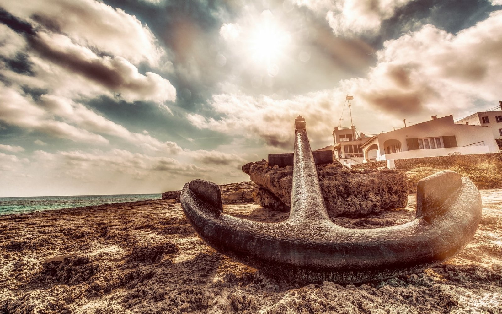 anchors sky beach building sunlight Miro Hofmann px 2k