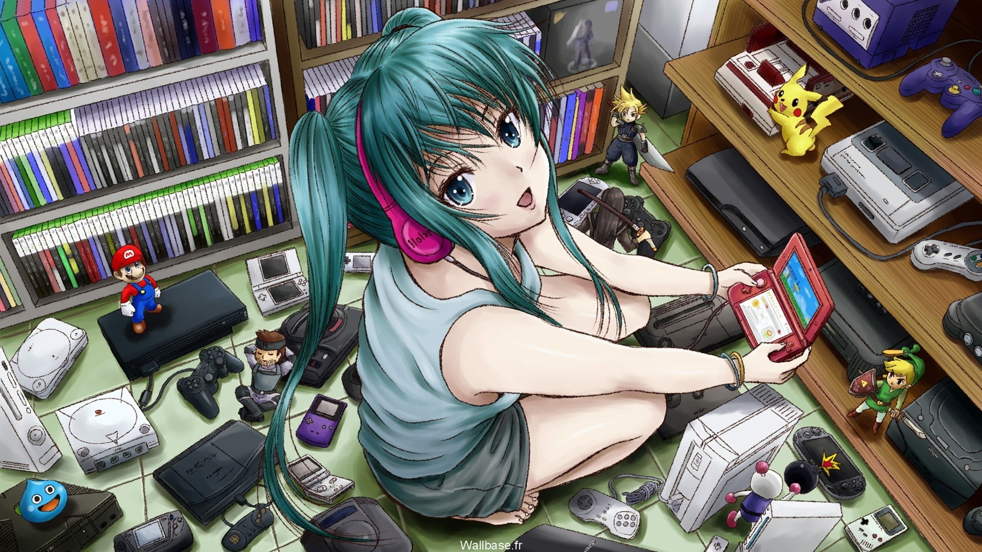 green haired female anime character Nintendo Hatsune Miku Vocaloid 2k