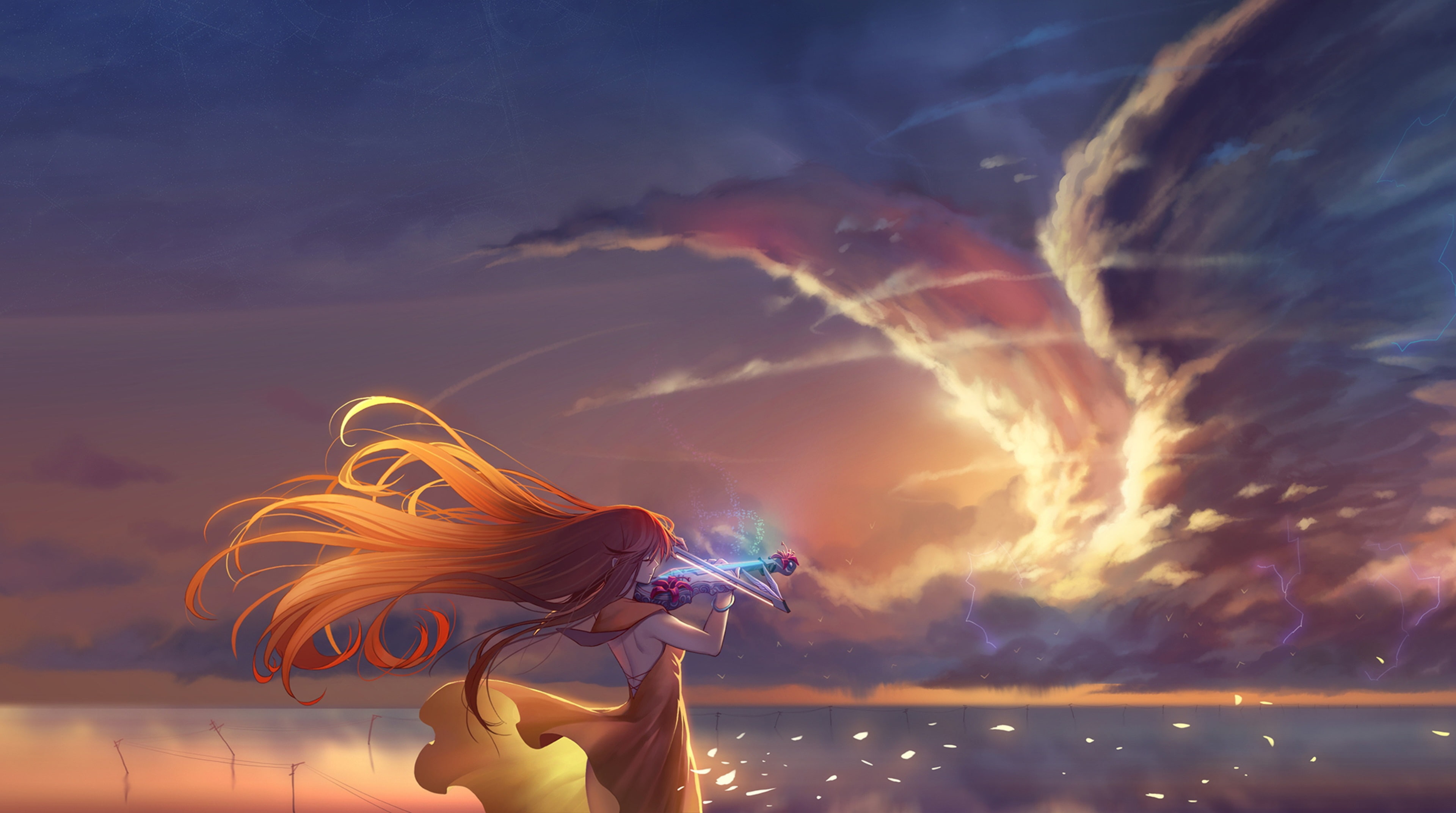 anime background for pc sky cloud nature sunset 2k 4k
