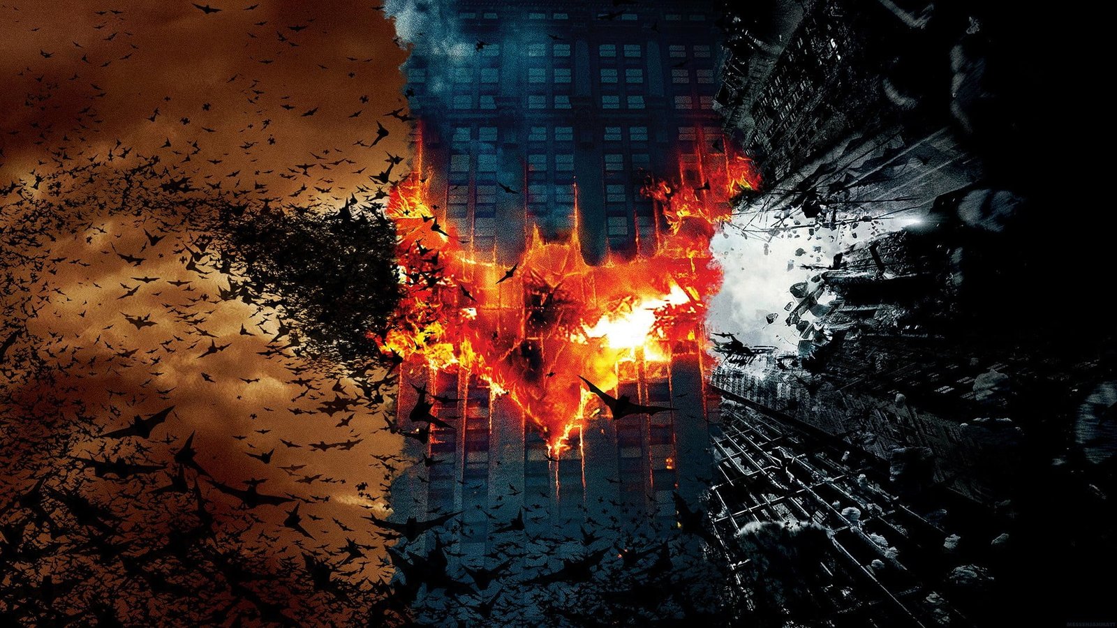 Batman illustration Begins The Dark Knight Rises 2k