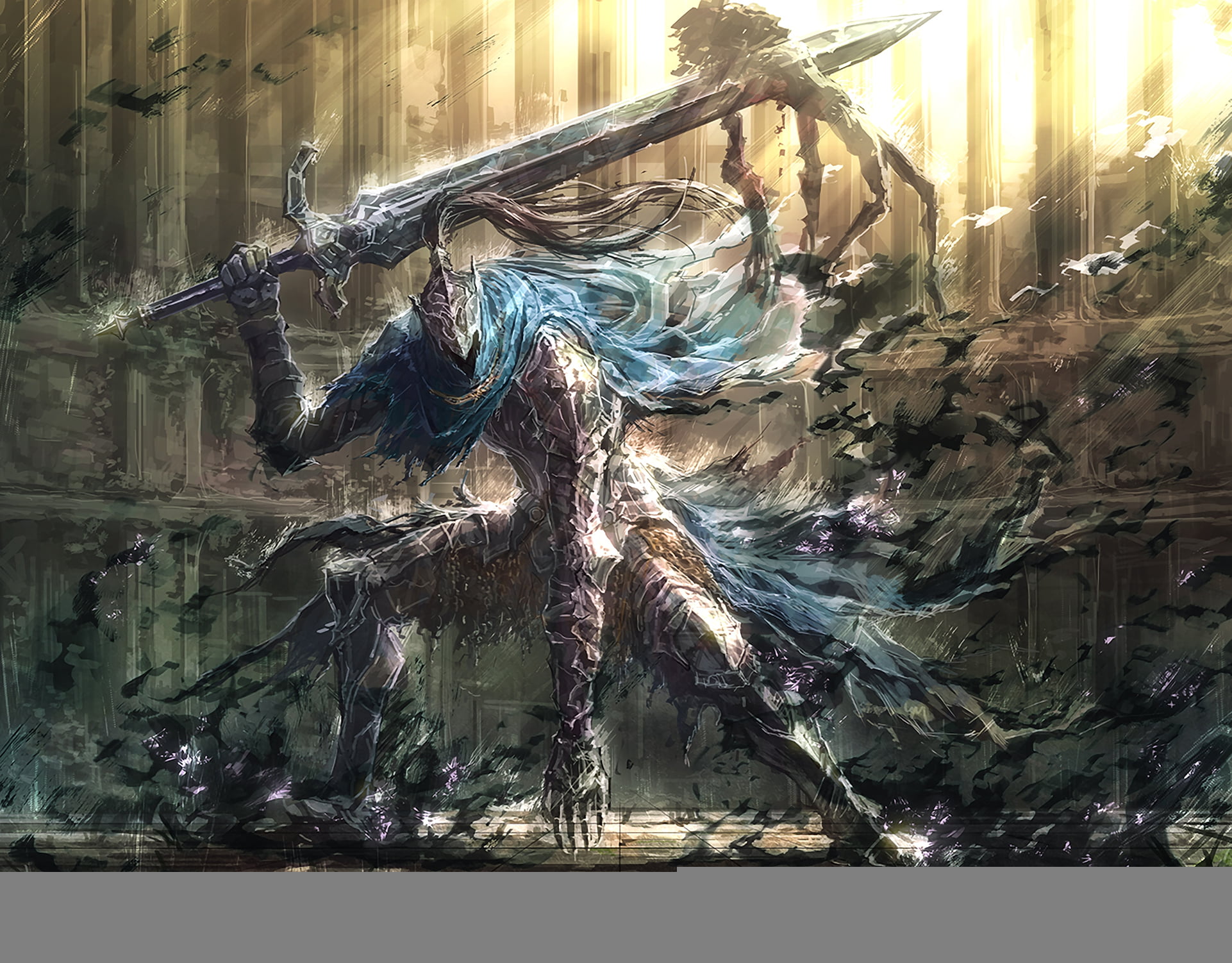 monster holding sword digital wallpaper game art armor dark souls 2k