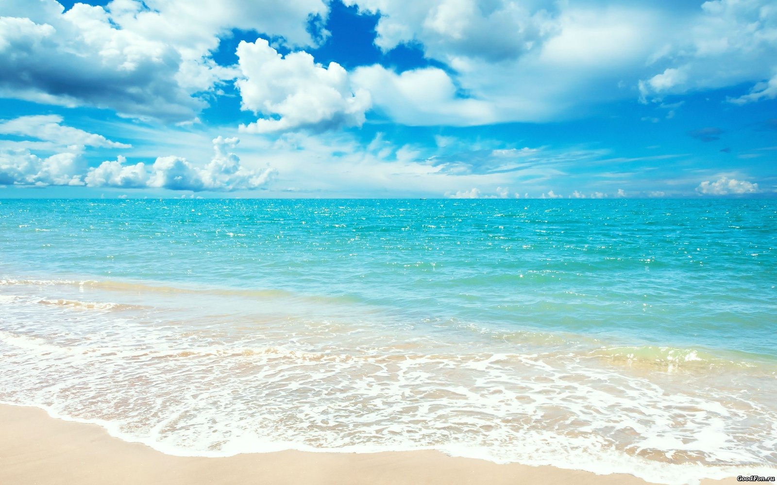 Blue Sea white sand beach sun sky scenery landscape water 2k