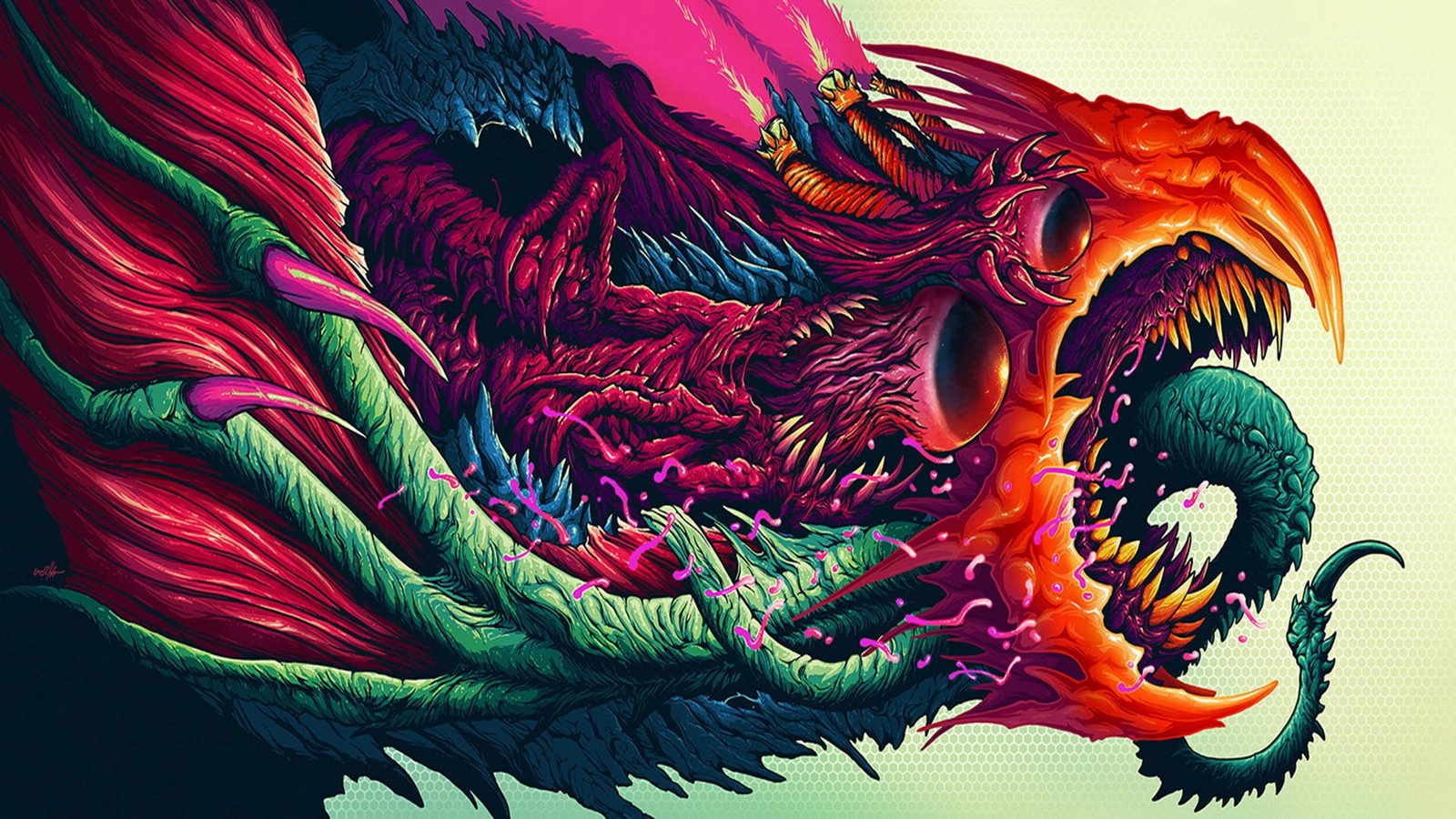 dragon illustration psychedelic trippy colorful creature 2k