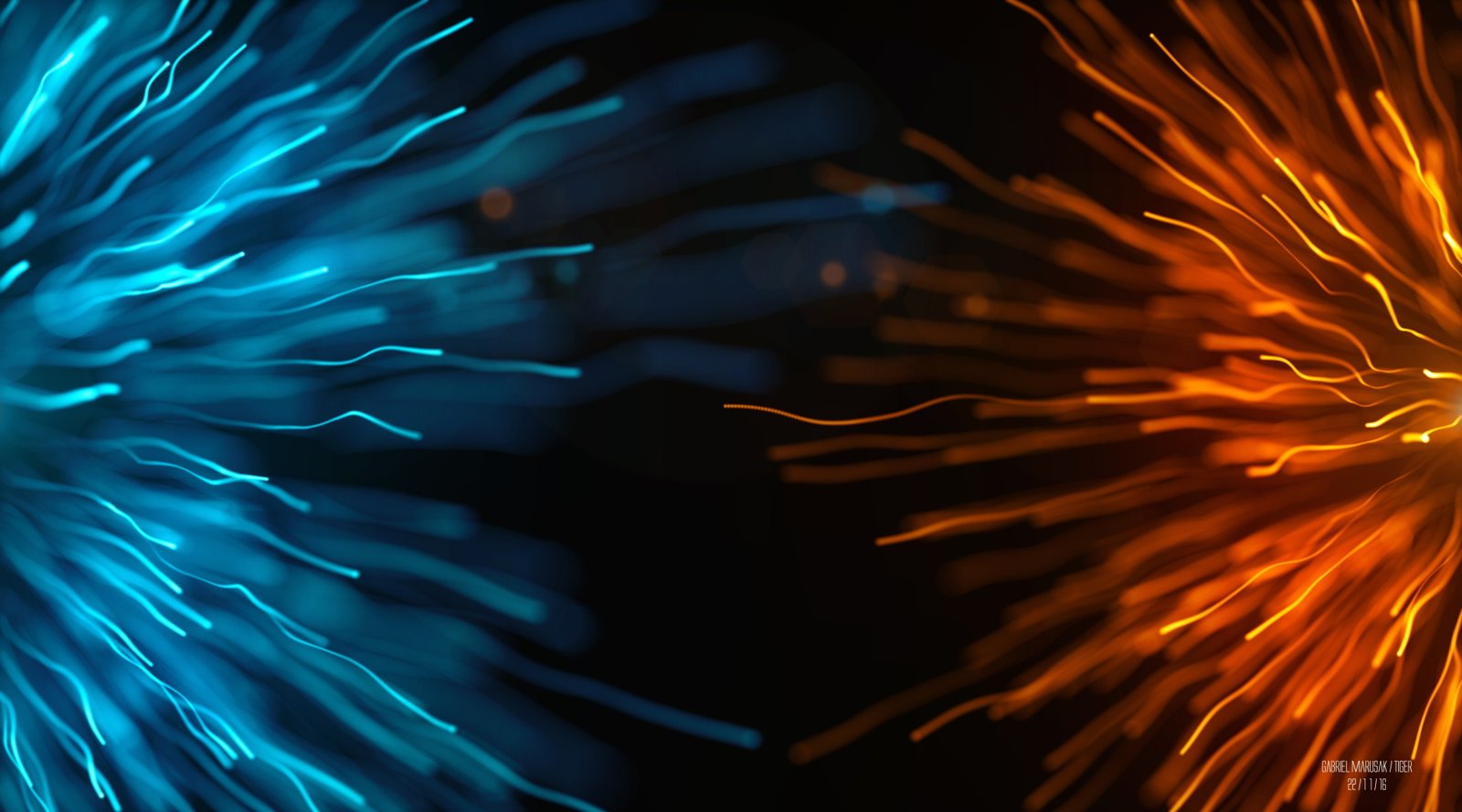 Particle 3 black blue and orange digital wallpaper Artistic 2k 4k