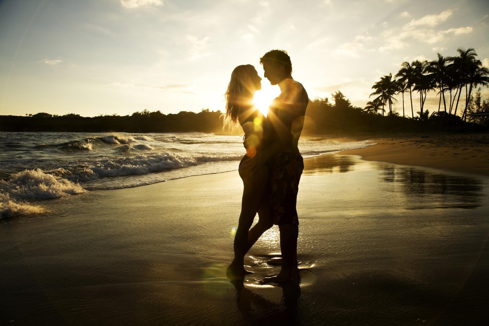 Couple on beach Girl and man in love 2k