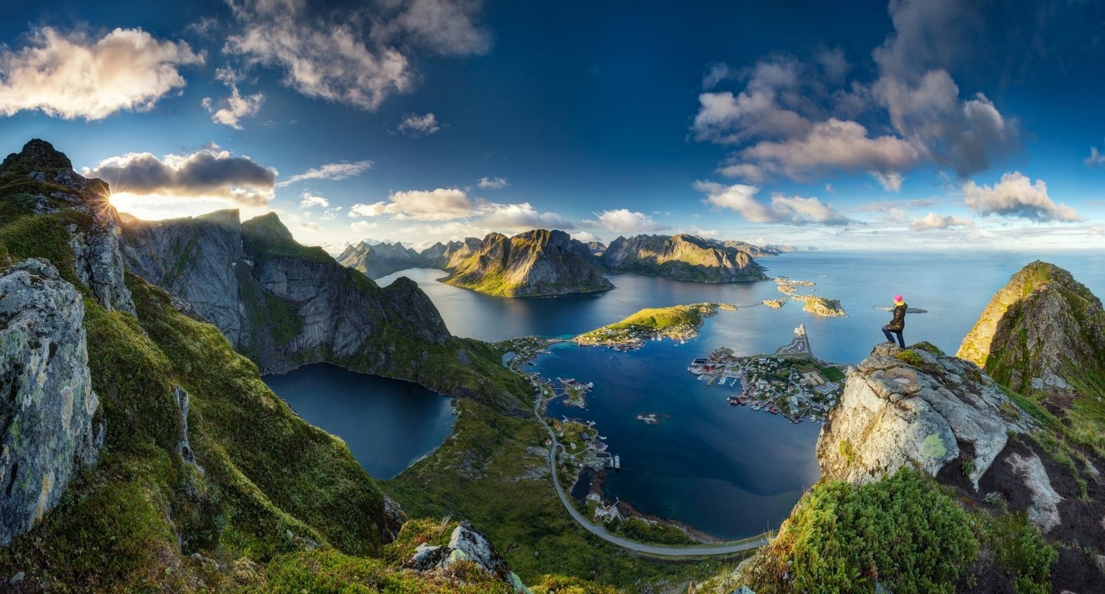 mountain and body of water wallpaper aerial photography near 2k
