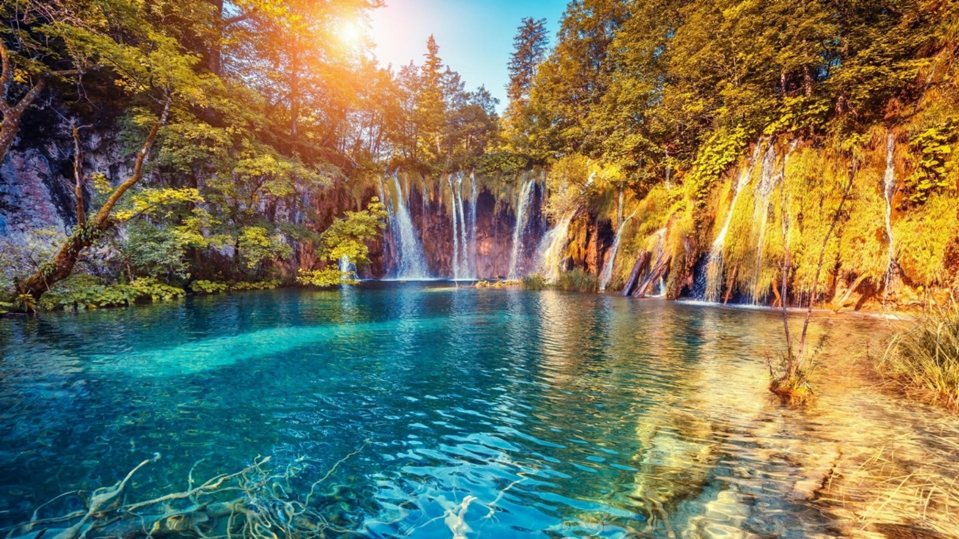 water nature plitvice lakes national park croatia vegetation 2k