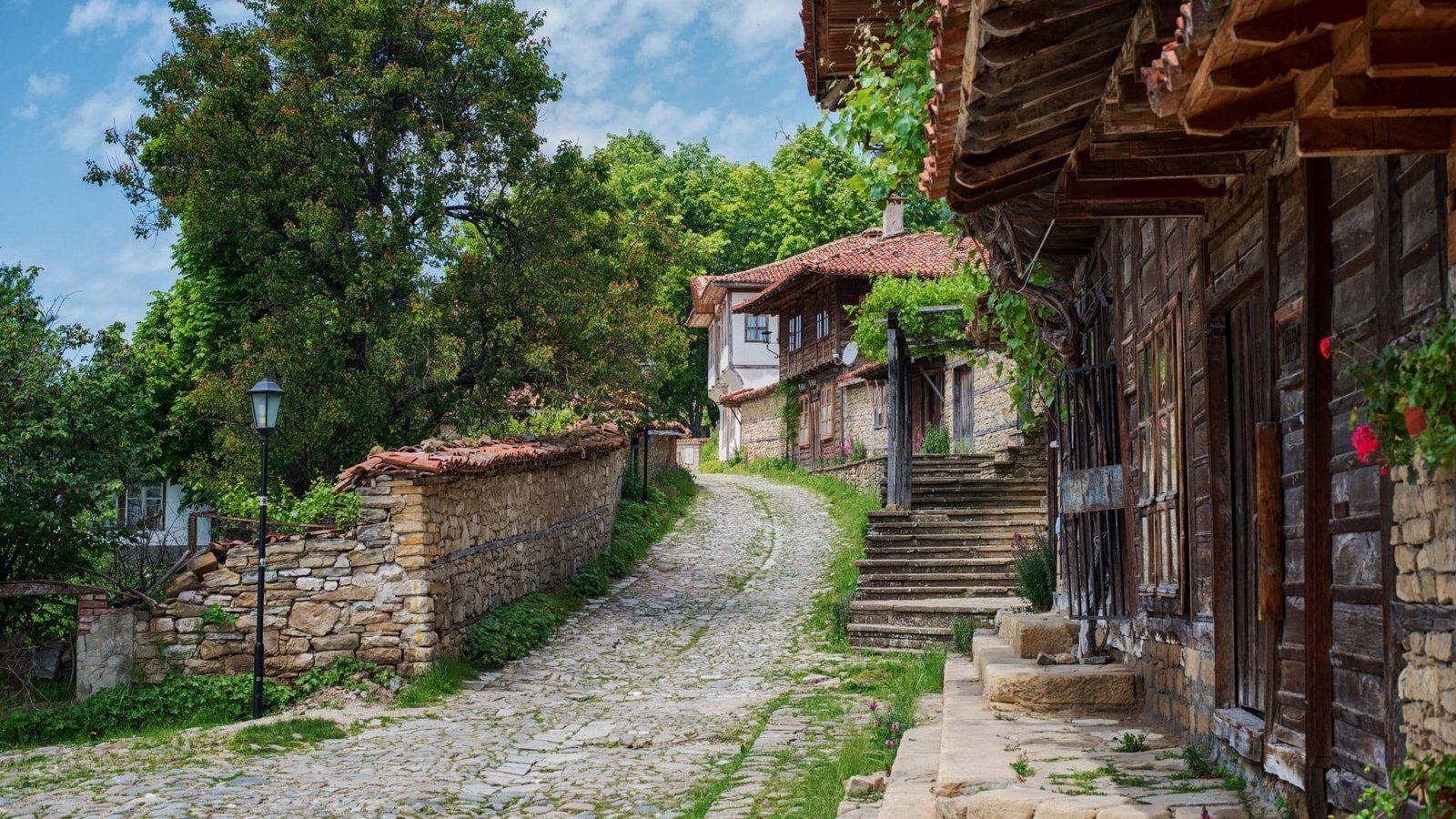 brown brick house architecture building Bulgaria village 2k