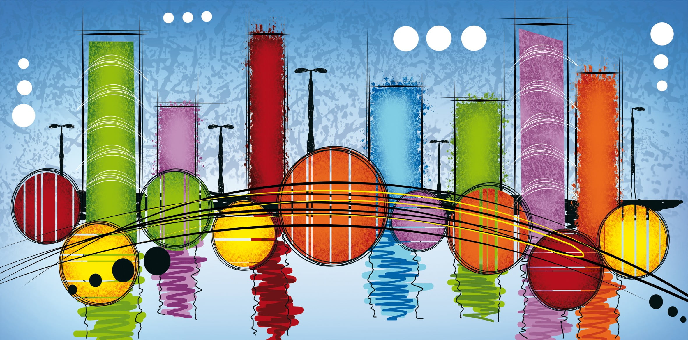 blue brown and black abstract painting digital art colorful 2k