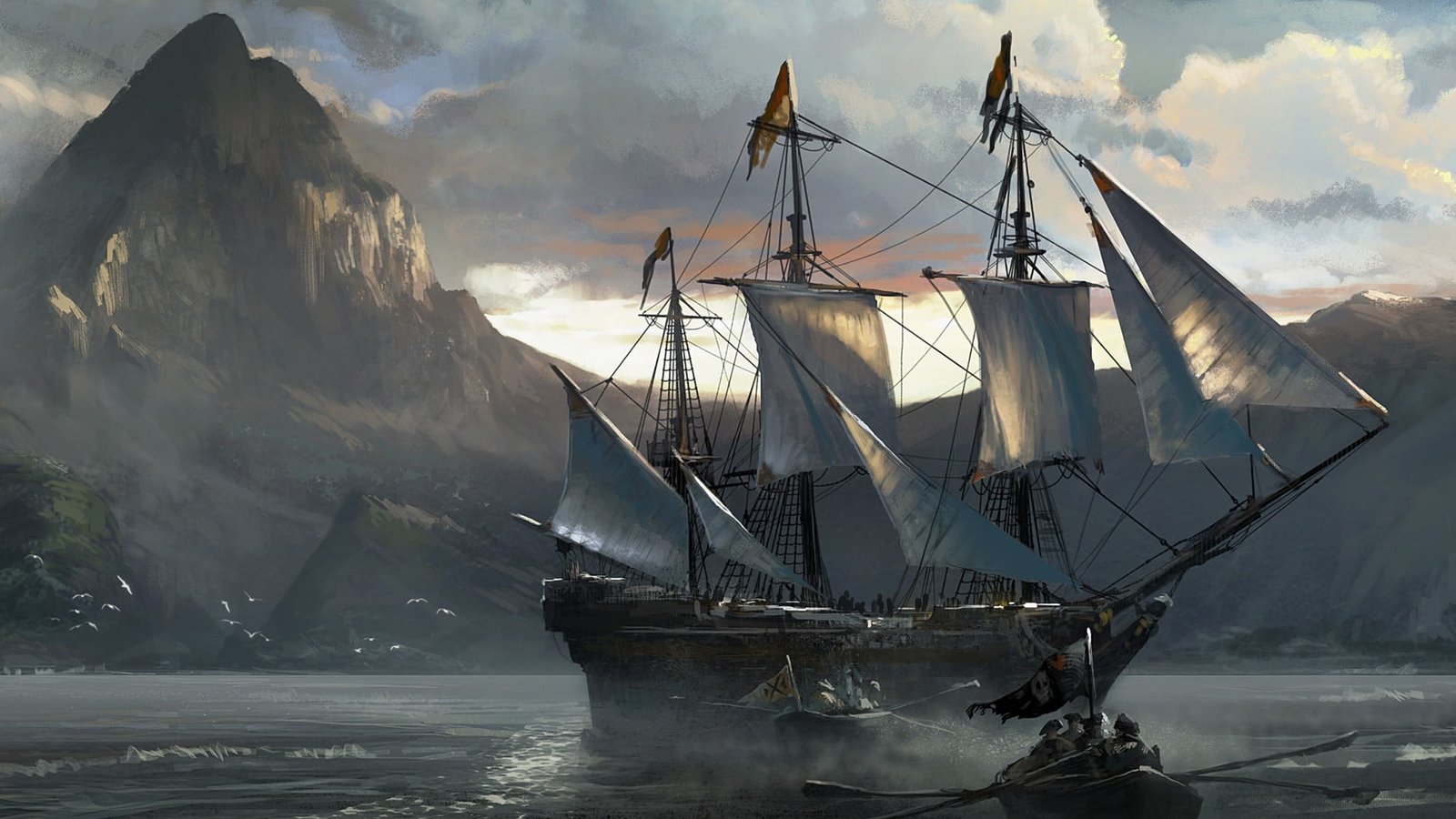 white and brown ship Assassin s Creed pirates video games 2k