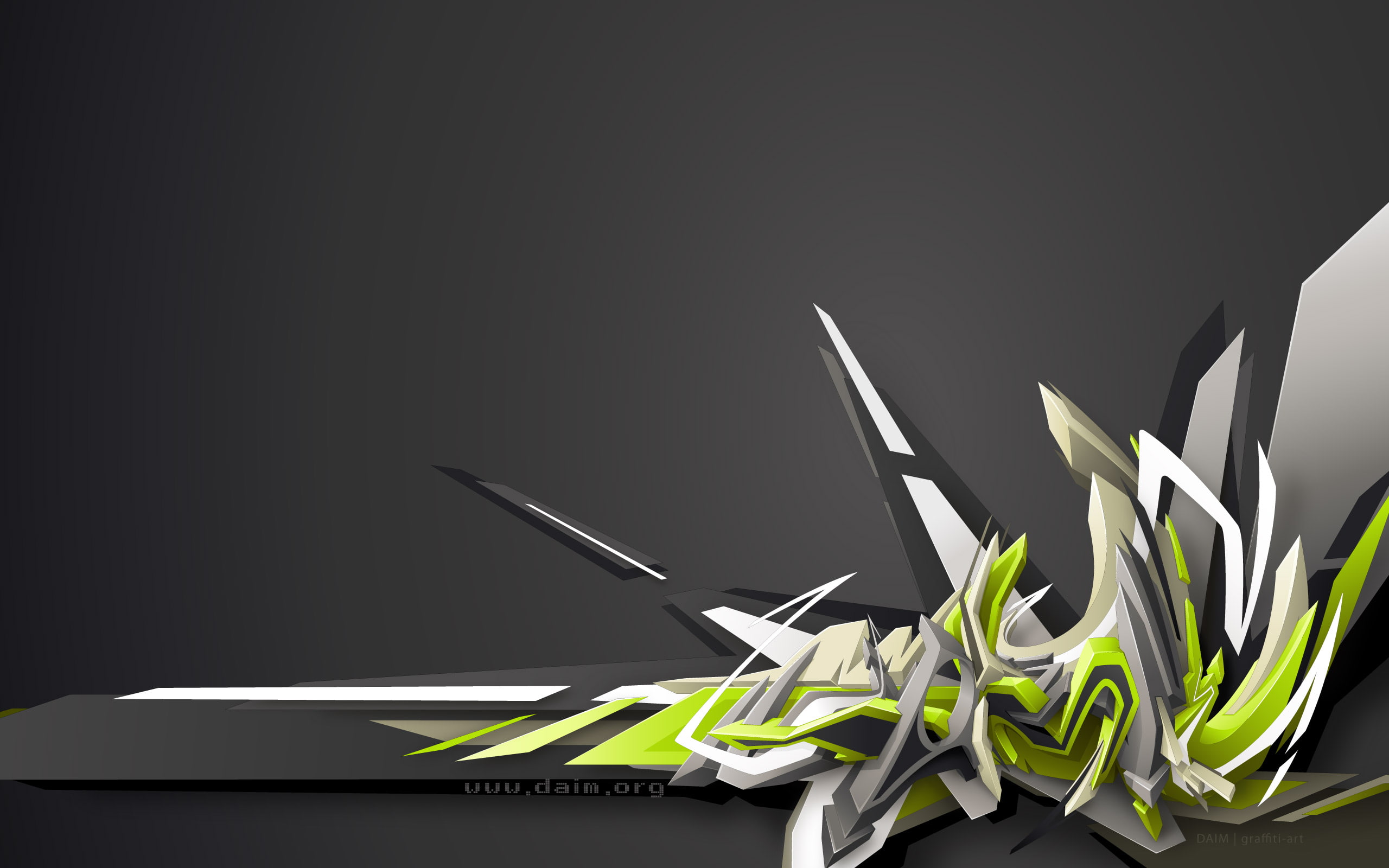 Daim graffiti design gray background typography black 2k