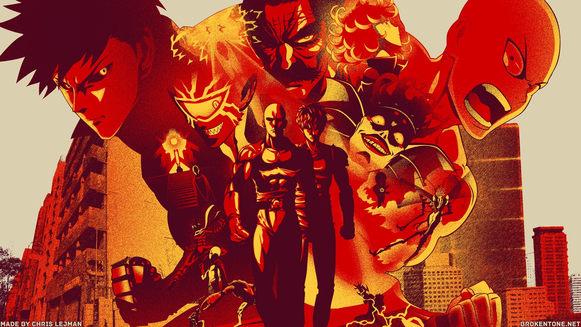 anime character digital wallpaper One Punch Man Genos Saitama 2k