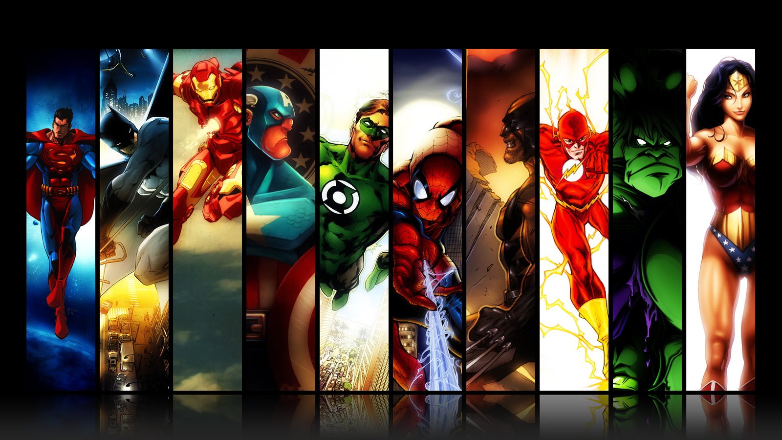 DC Justice League illustration Wonder Woman Hulk Batman Wolverine 2k