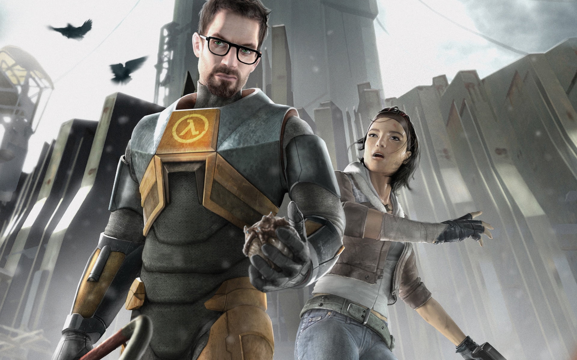 game character wallpaper half life 2 gordon freeman alyx vance 2k